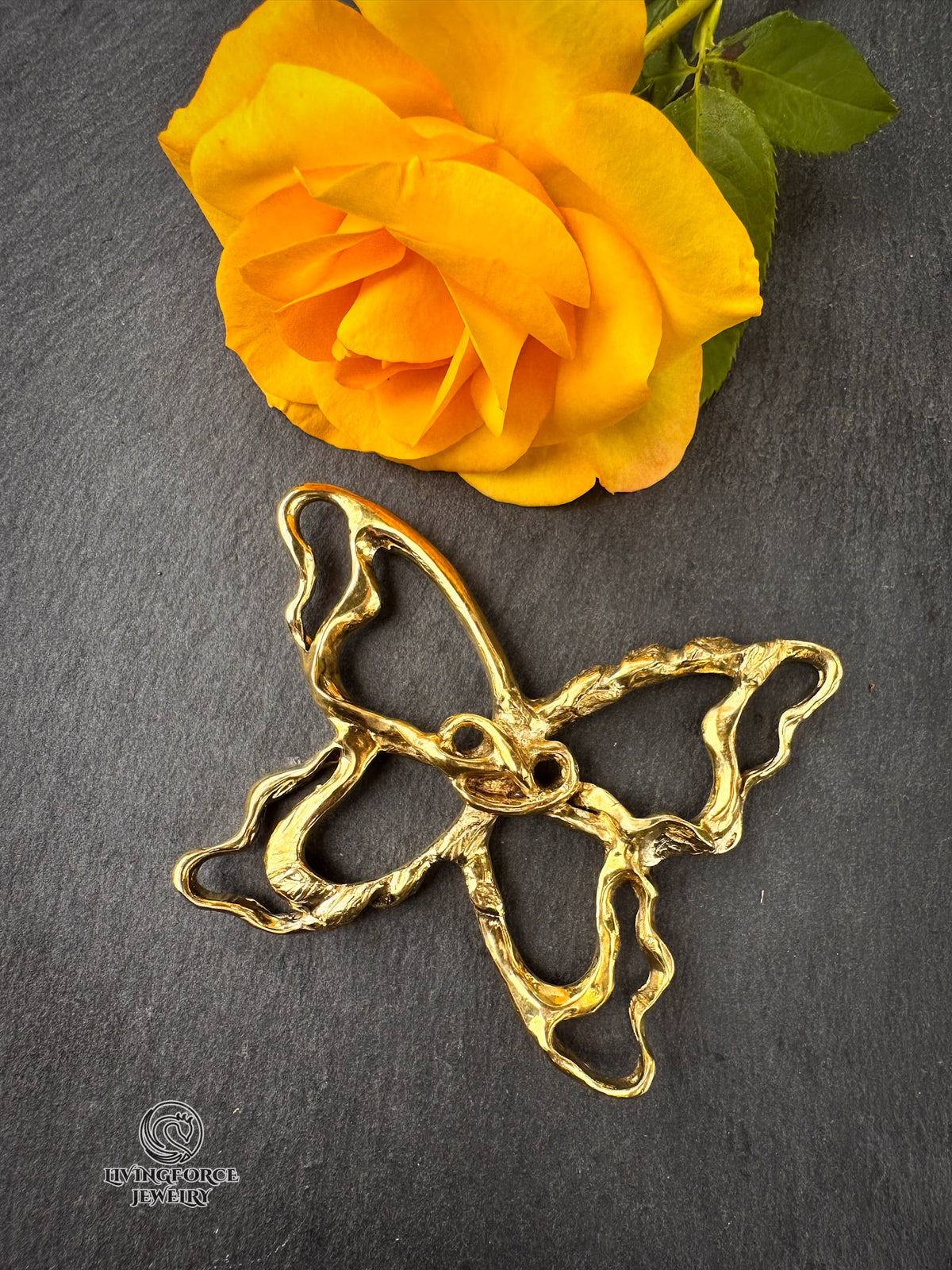 The Butterfly Jewel — Solid Brass | Handcast Scarf Jewel for The Butterfly Silk Scarf