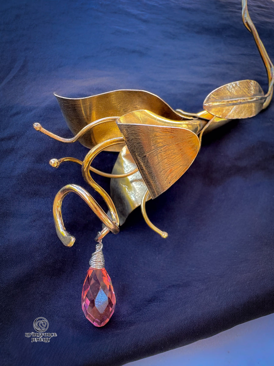 Handmade Brass Lily Torc Necklace | Sculptural Artisan Jewelry | One of a Kind