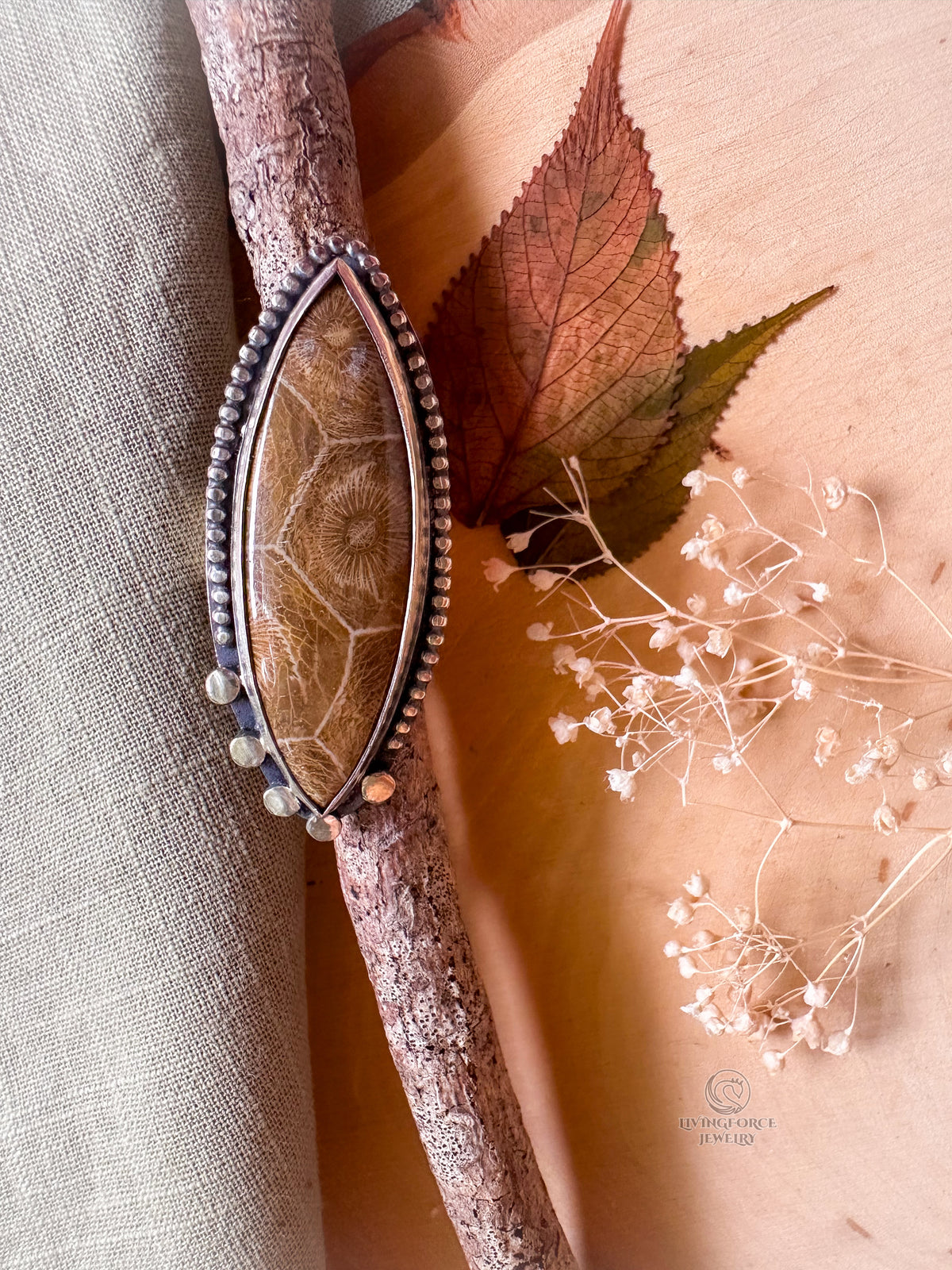 Ancient Sea Dream — Fossil Coral Statement Ring