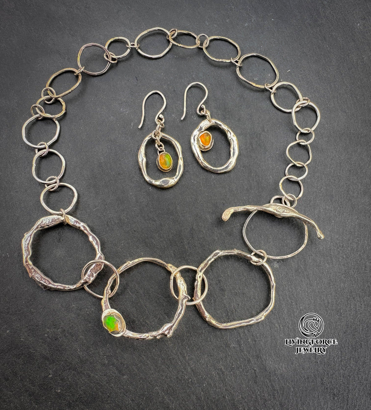 Ember Flow Set — Welo Opal Necklace & Earrings