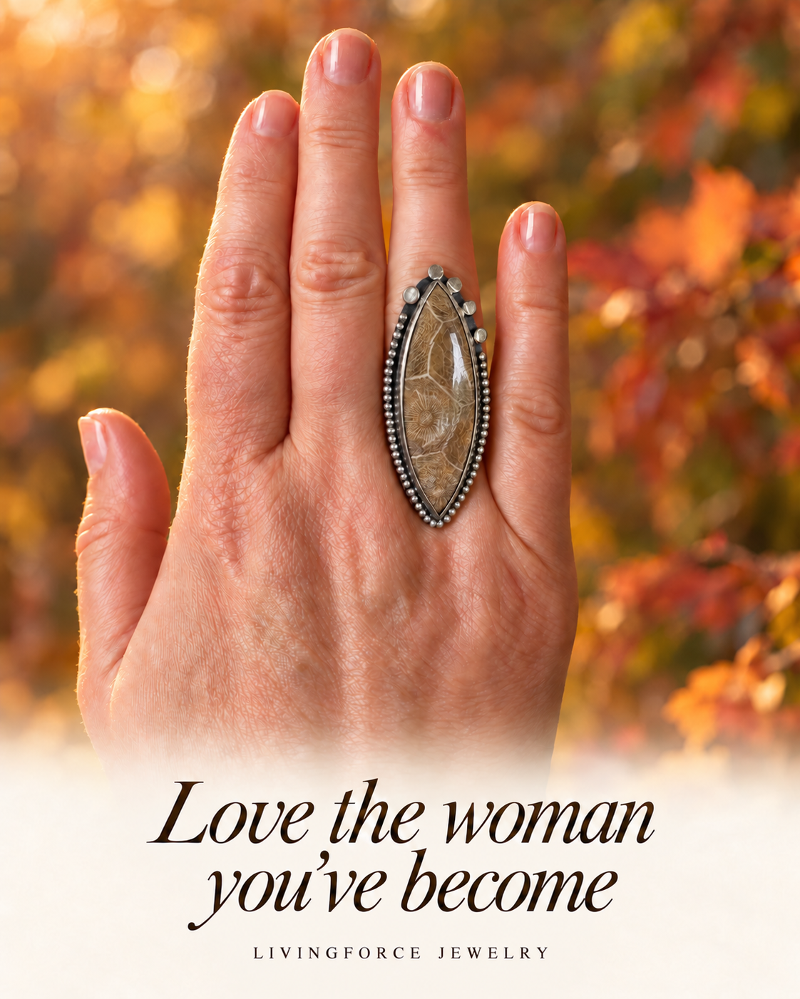 Ancient Sea Dream — Fossil Coral Statement Ring