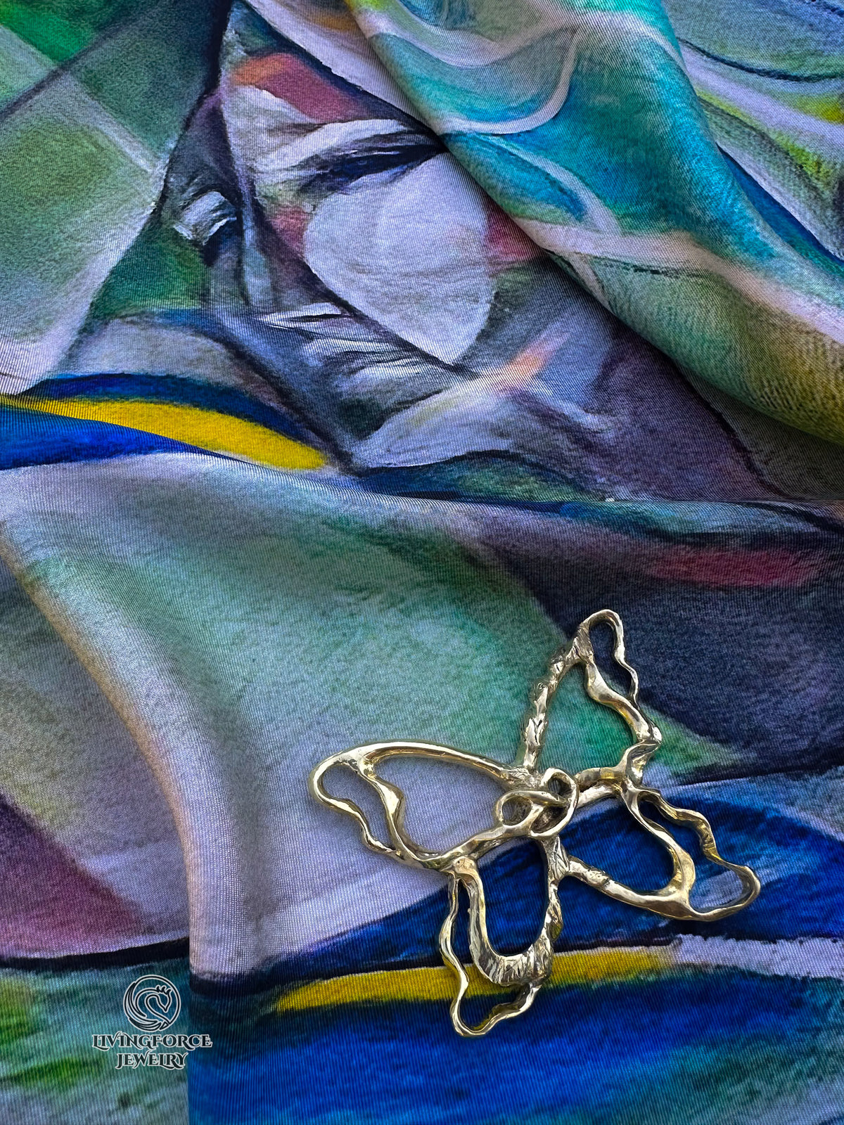 The Butterfly Jewel — Solid Brass | Handcast Scarf Jewel for The Butterfly Silk Scarf