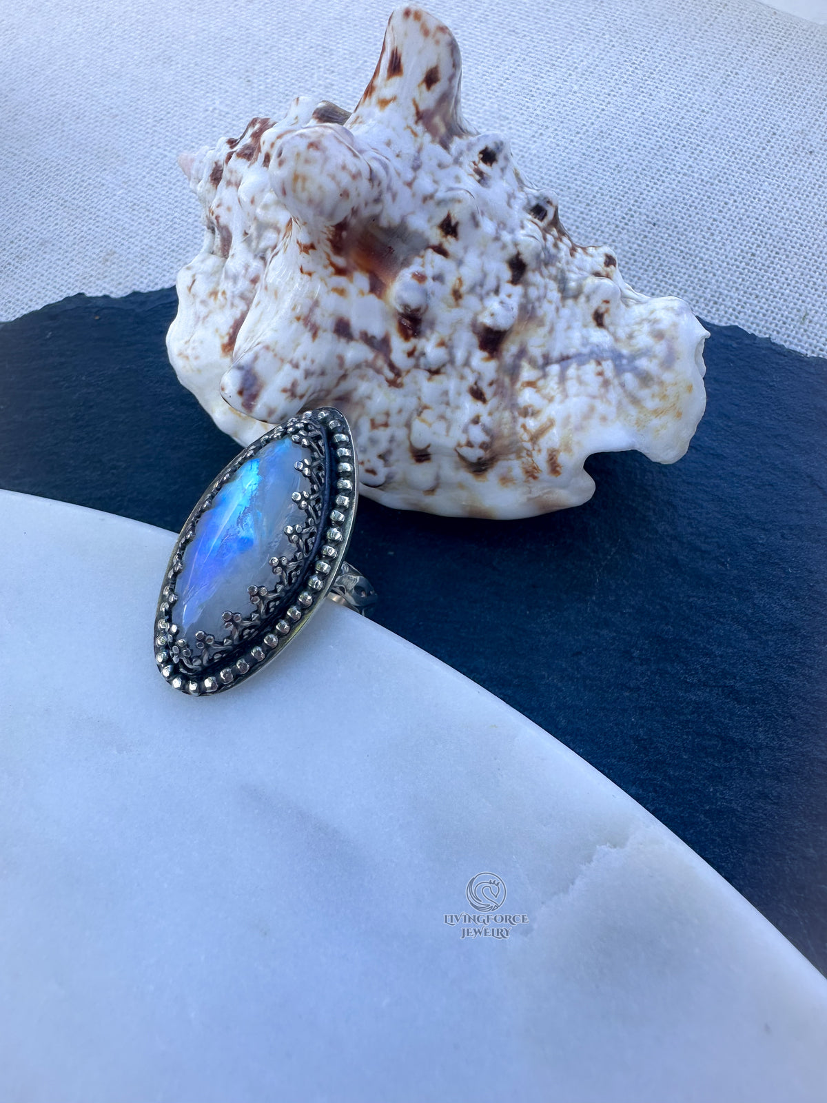 Moon Tide Moonstone Ring in Sterling Silver