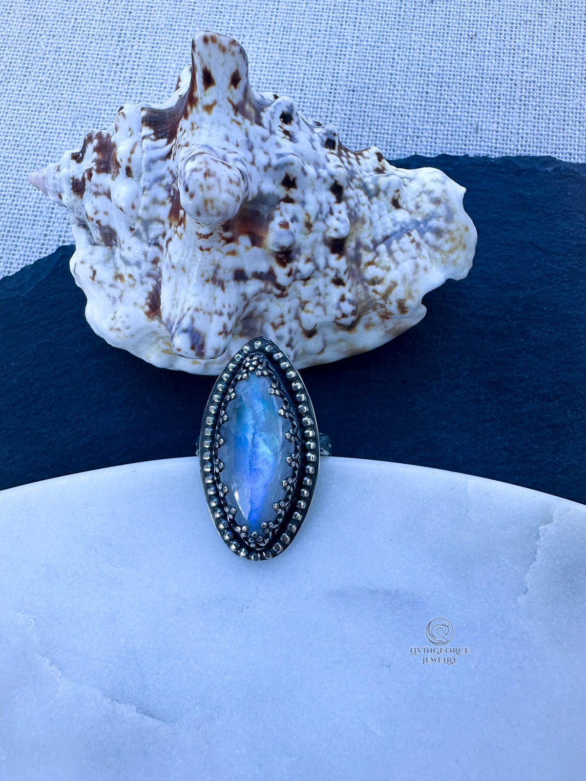 Moon Tide Moonstone Ring in Sterling Silver