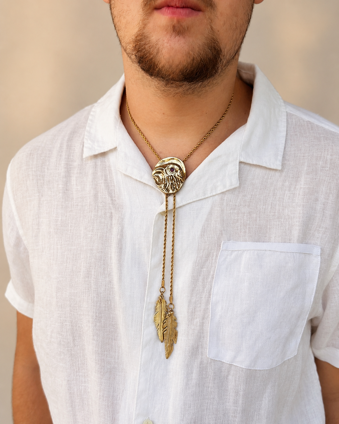Raven’s Eye Bolo Necklace - Bronze, Brass, Sterling Silver & Garnet
