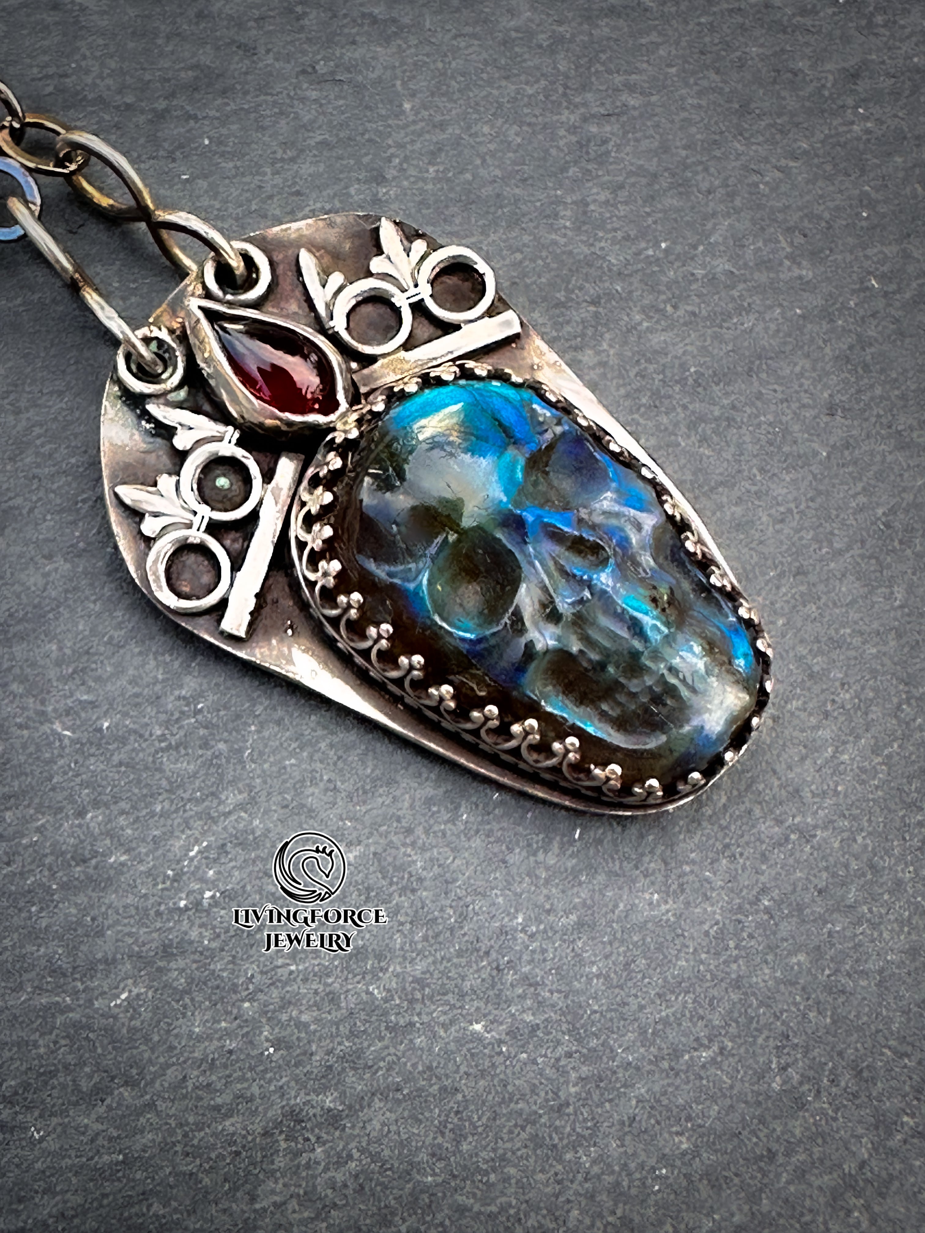 Phantom Reign Talisman, carved labradorite pendant