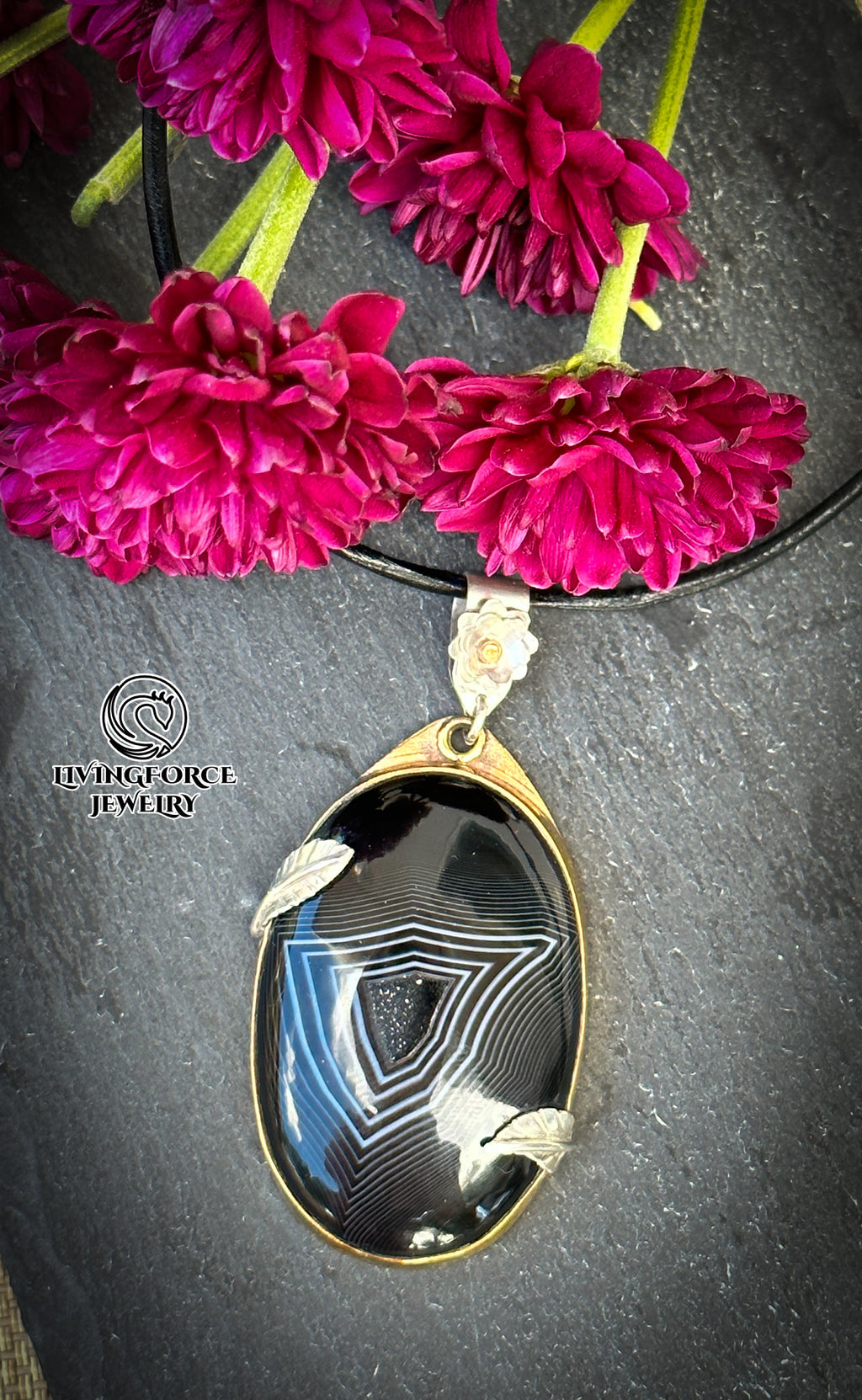 Nocturne Whisper, Black agate pendant