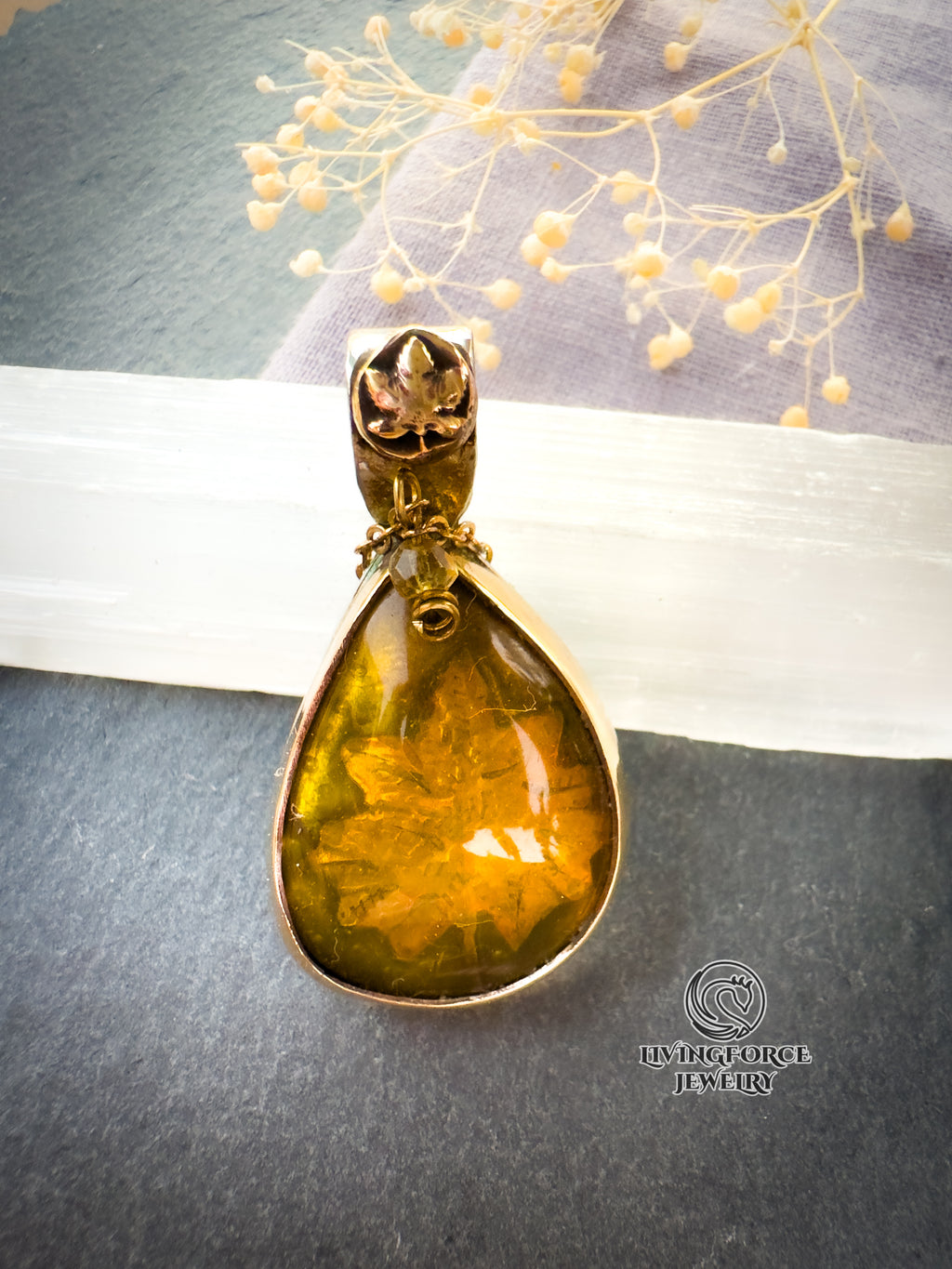 Autumn Rhapsody Talisman, Amber pendant