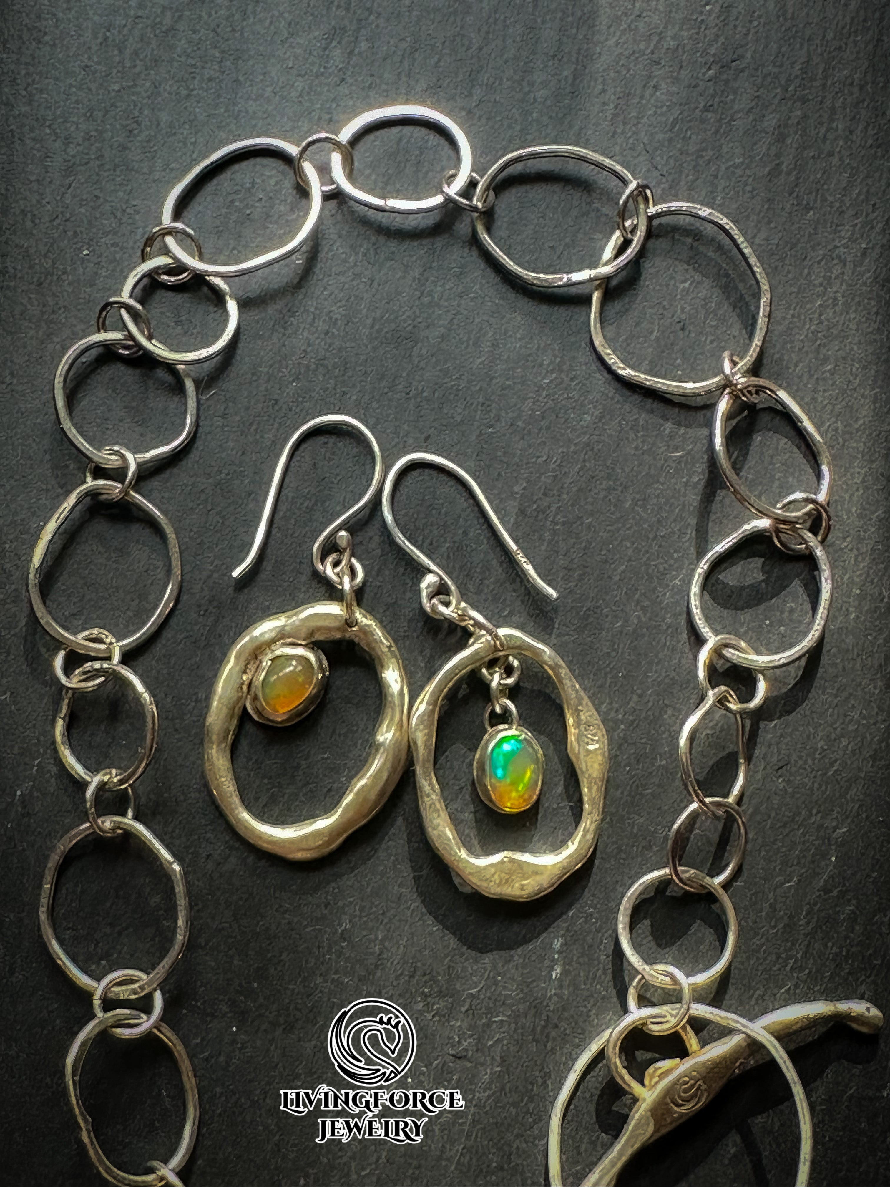Ember Flow Set — Welo Opal Necklace & Earrings