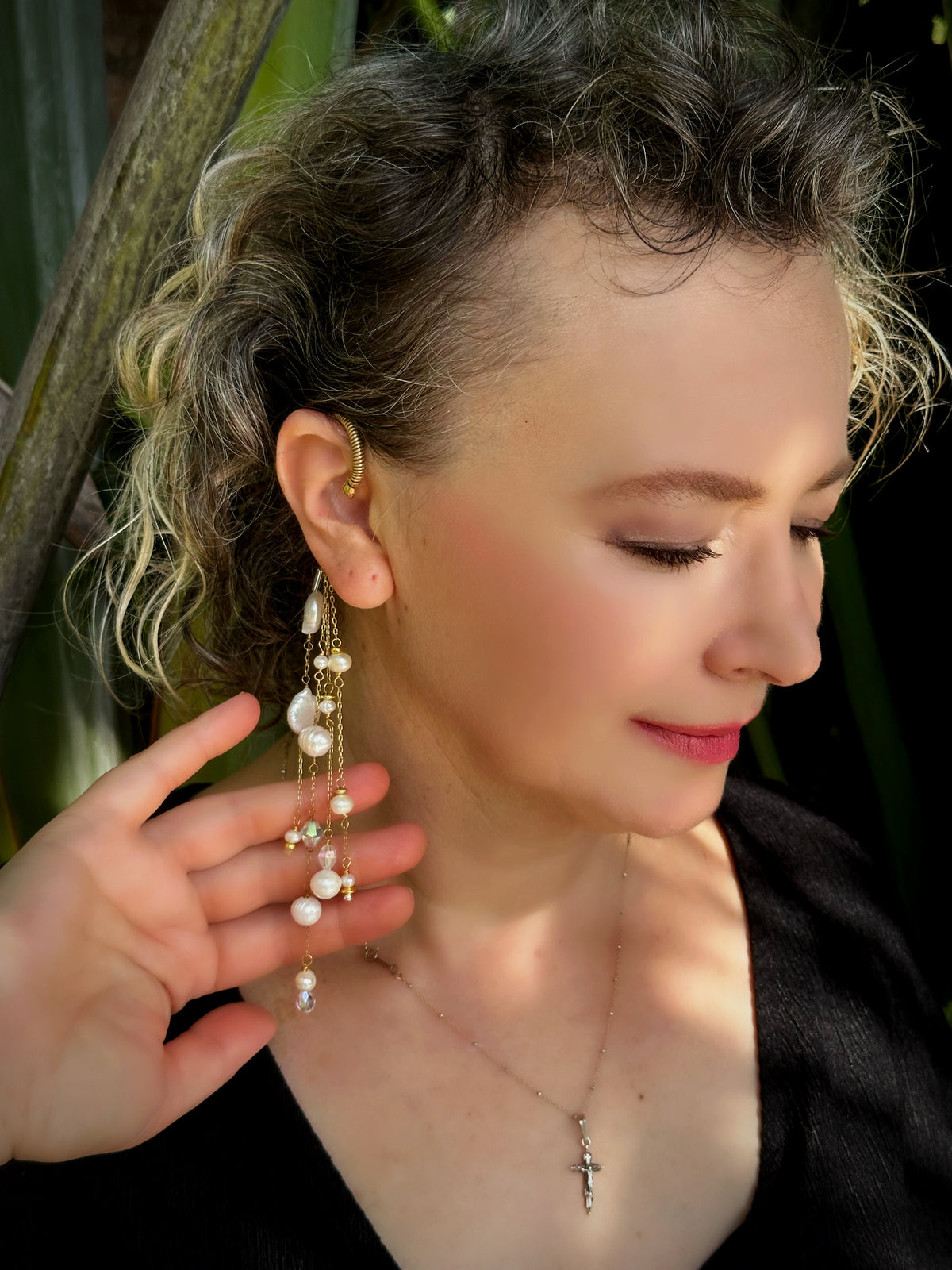 Pearl Rain - Long Pearl Ear Cuff