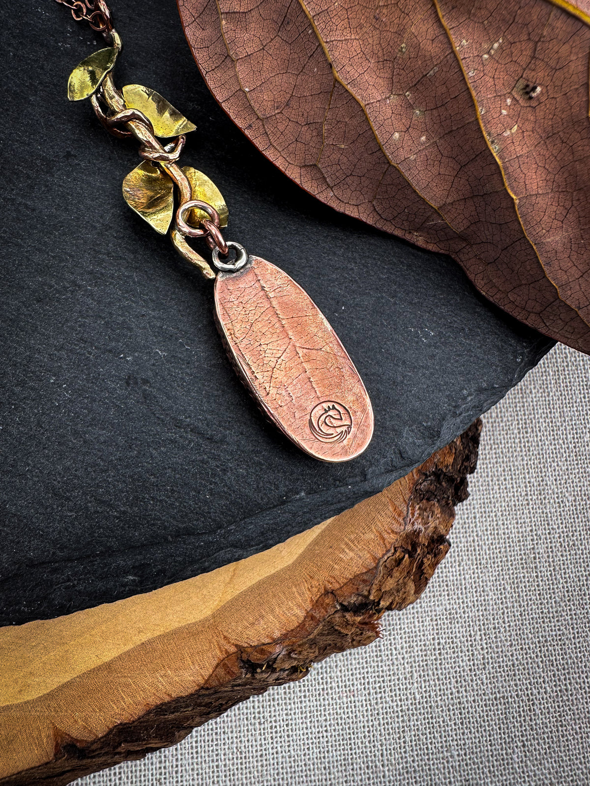Autumn Dryad - Jasper, Copper & Brass Pendant