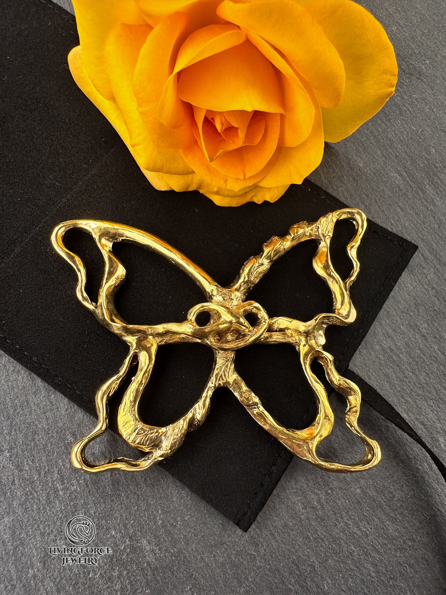 The Butterfly Jewel — Solid Brass | Handcast Scarf Jewel for The Butterfly Silk Scarf