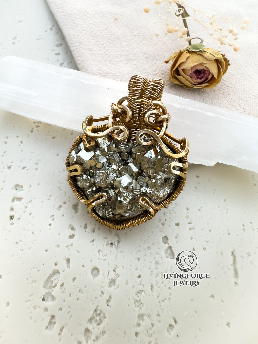 Ziva Talisman- Purite in Golden Brass