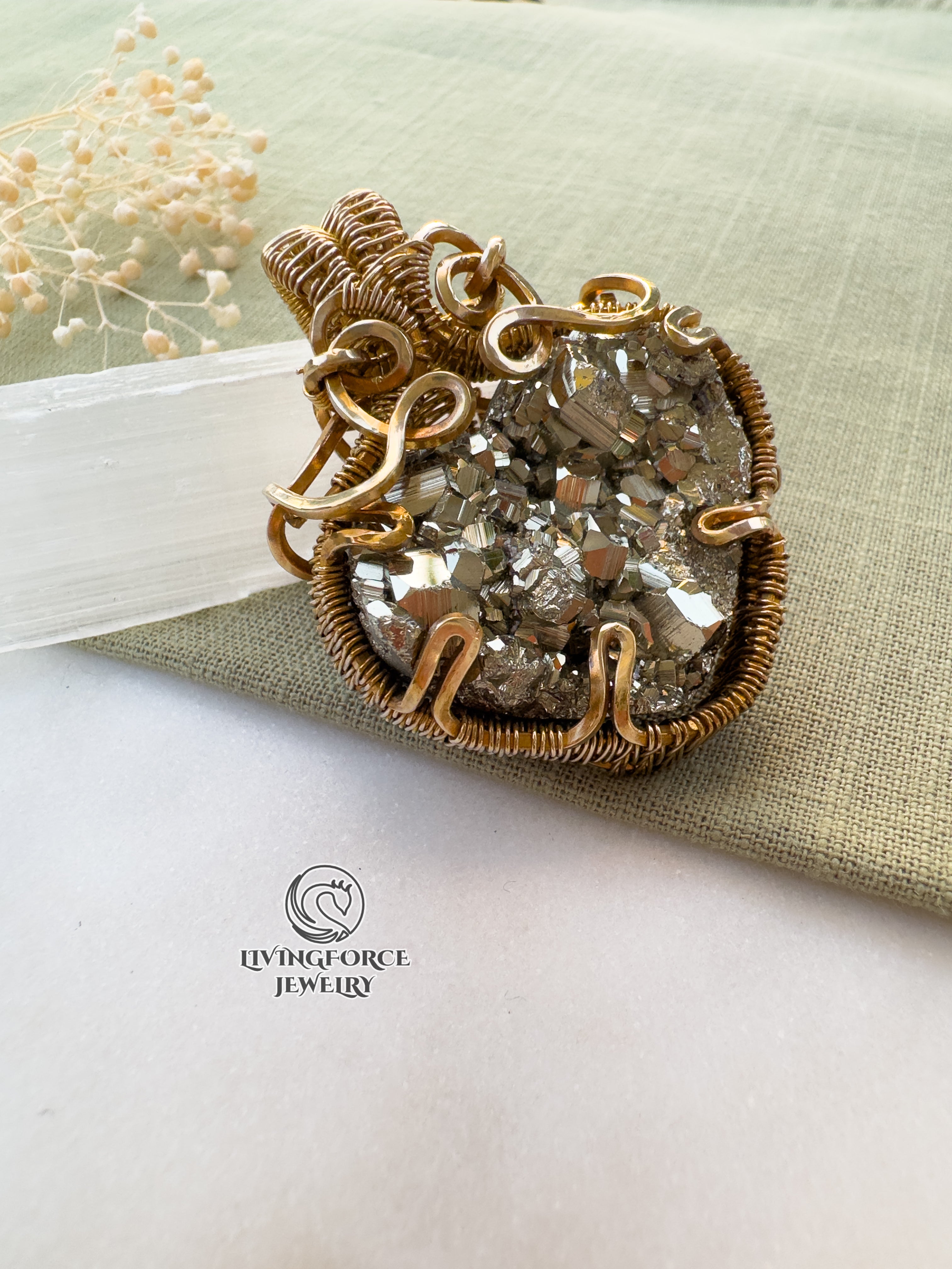 Ziva Talisman- Purite in Golden Brass