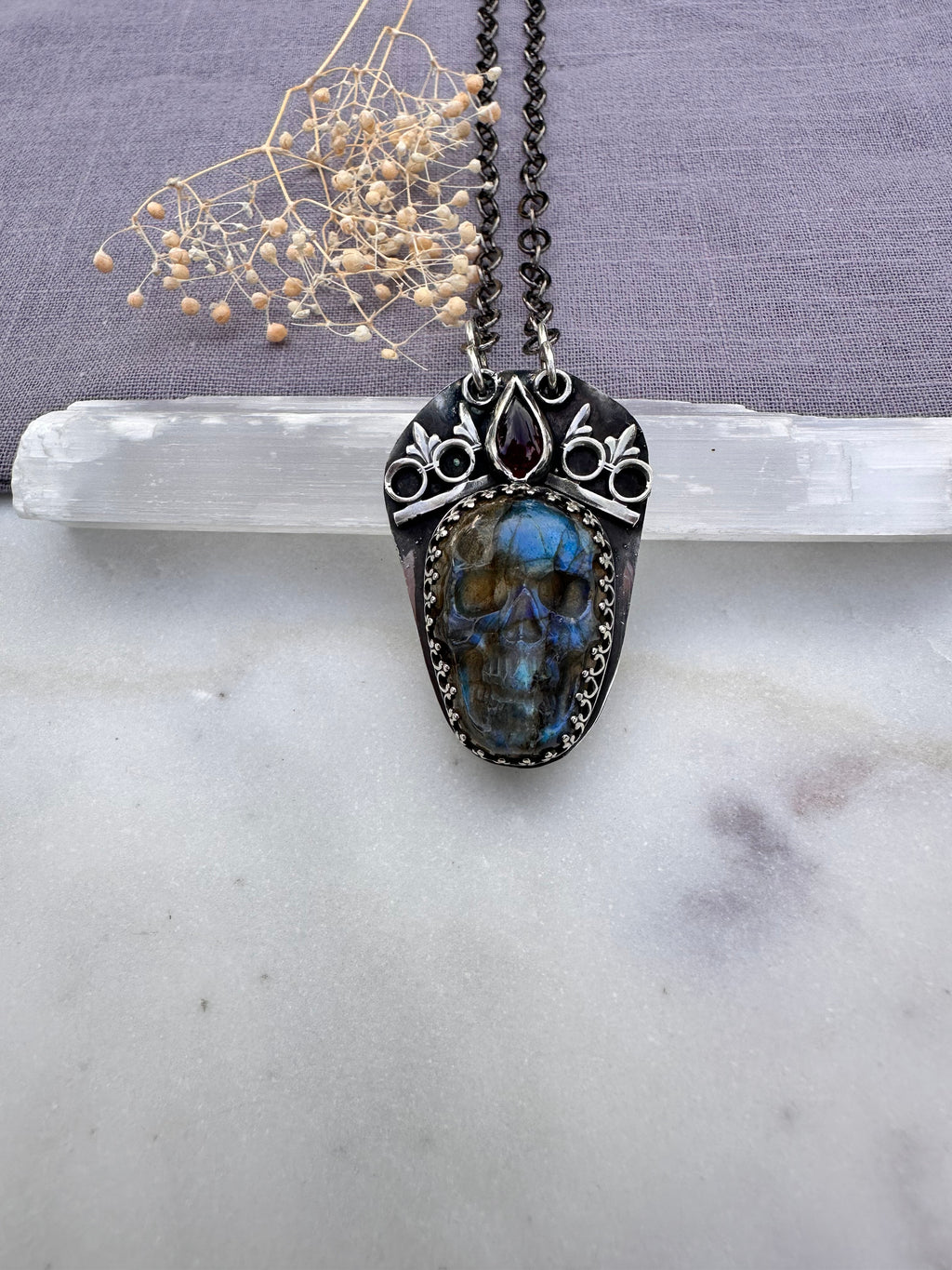 Phantom Reign Talisman, carved labradorite pendant