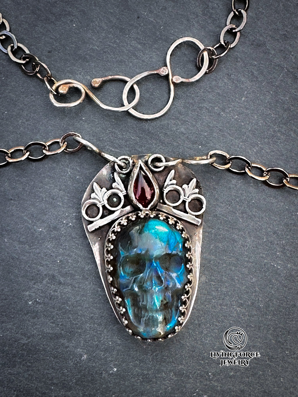 Phantom Reign Talisman, carved labradorite pendant