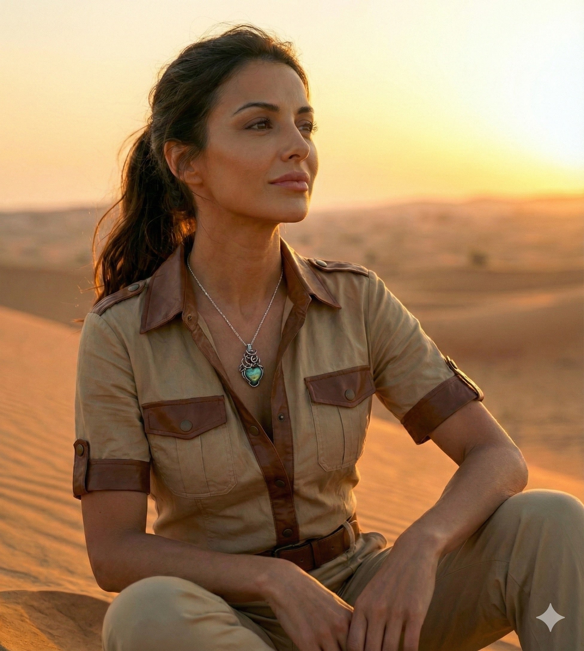 Amia Talisman, Heart Labradorite Pendant in Sterling Silver