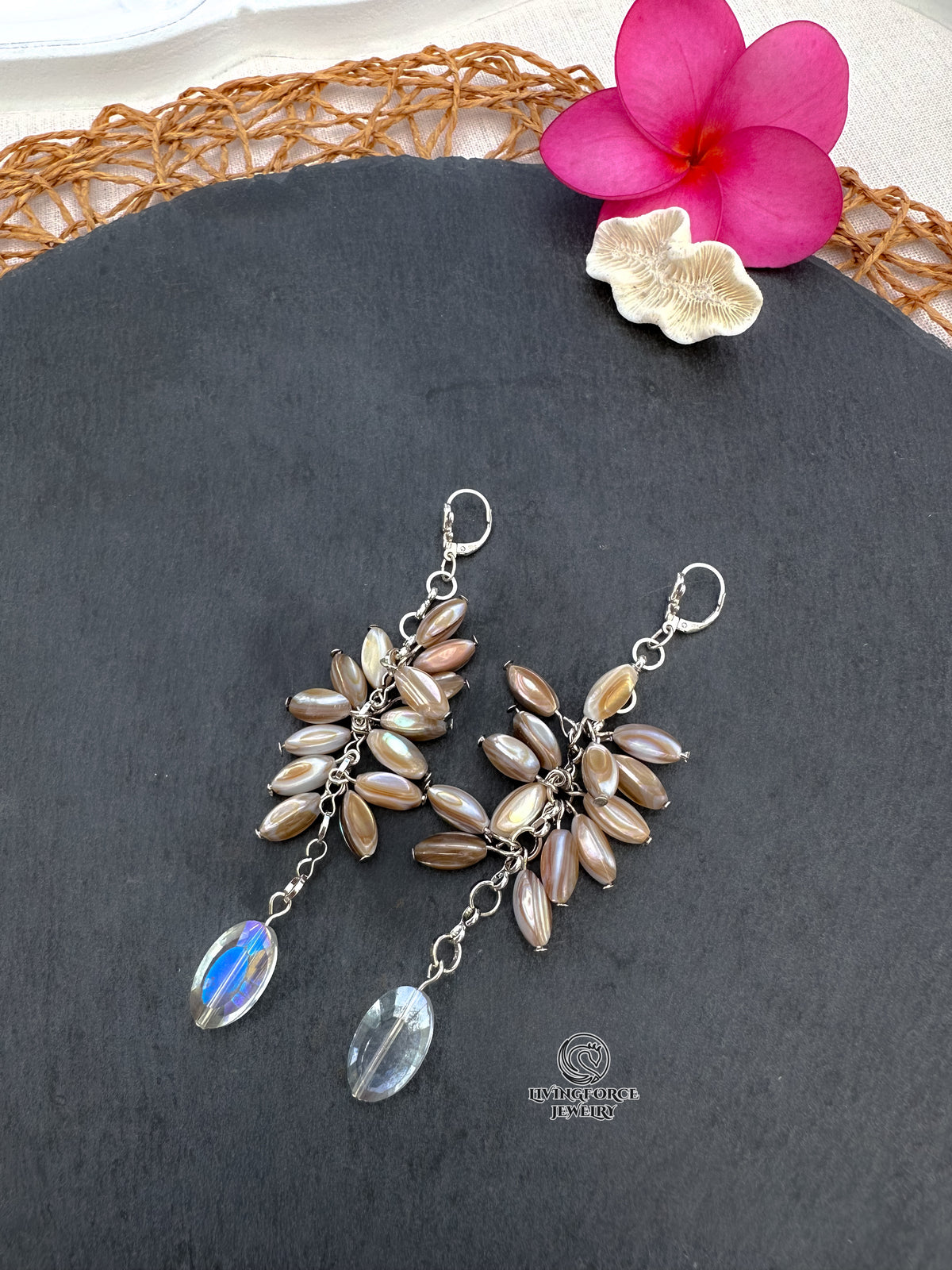 Pearl Rain Mother-of-Pearl & Crystal Statement Earrings