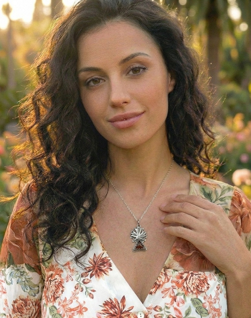 Maple Talisman, Amber in Sterling Silver Pendant