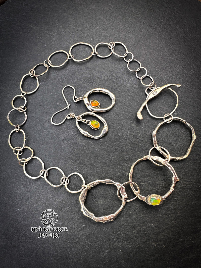 Ember Flow Set — Welo Opal Necklace & Earrings