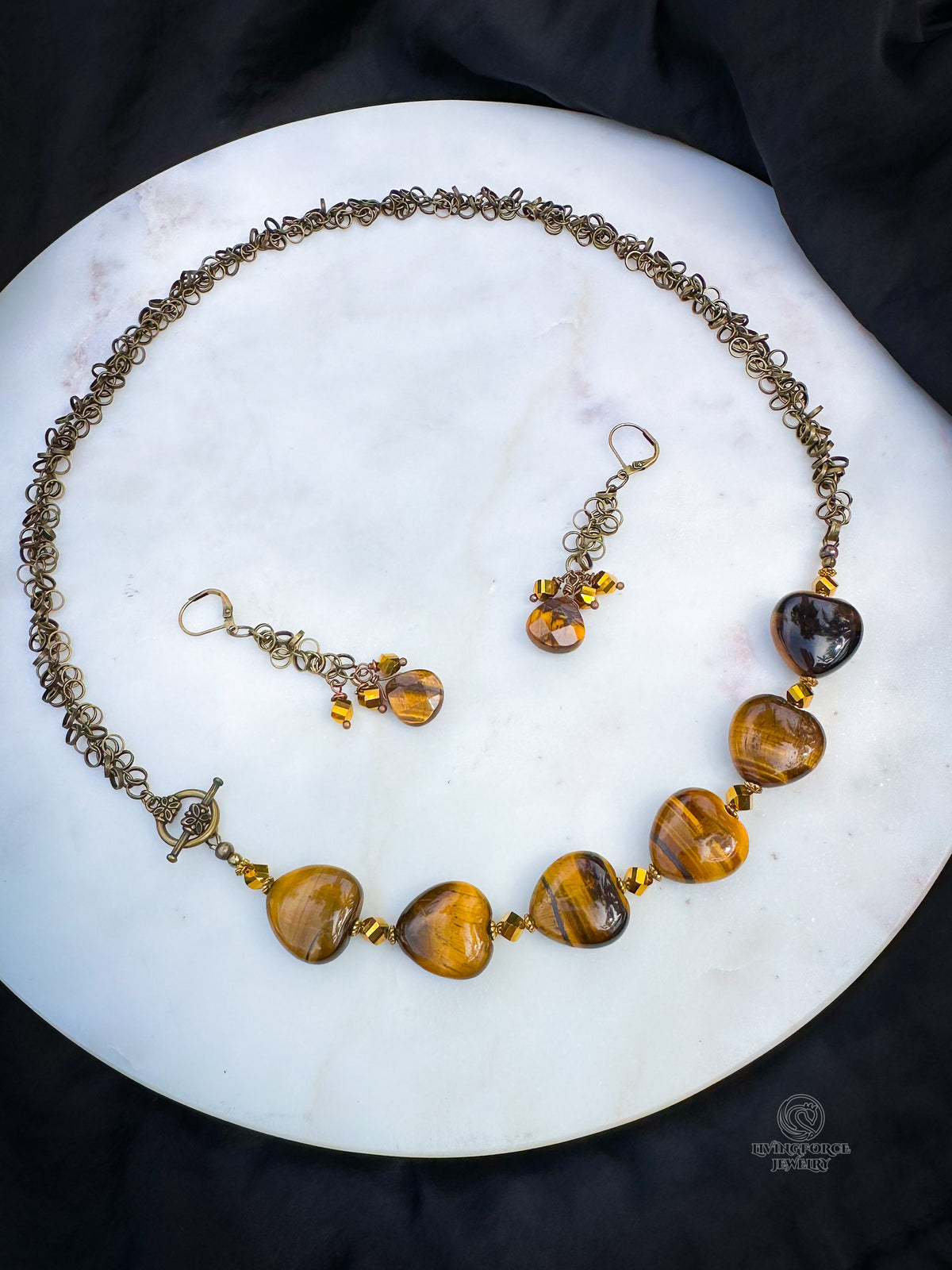 Golden Earth Tiger Eye Necklace & Earrings Set