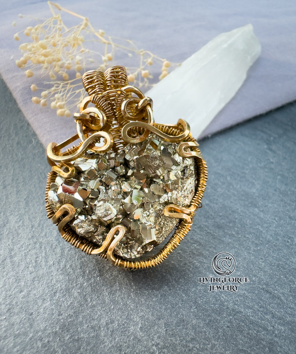 Ziva Talisman- Purite in Golden Brass