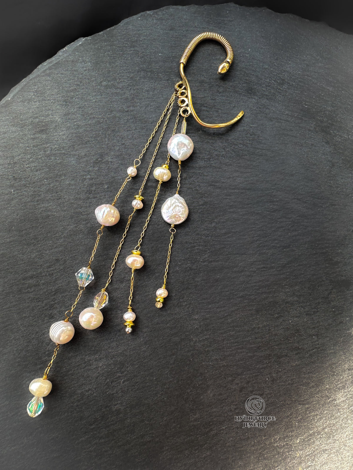 Pearl Rain - Long Pearl Ear Cuff