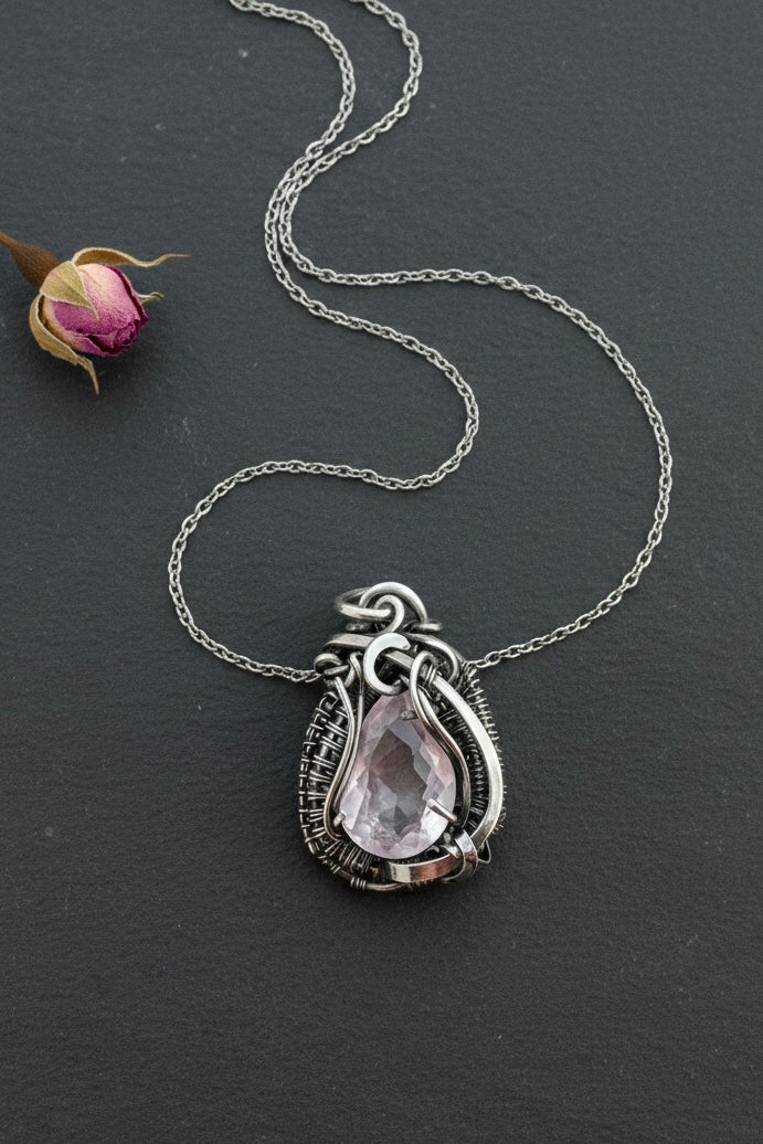 Eden- Faceted Rose Quartz in Sterling Silver