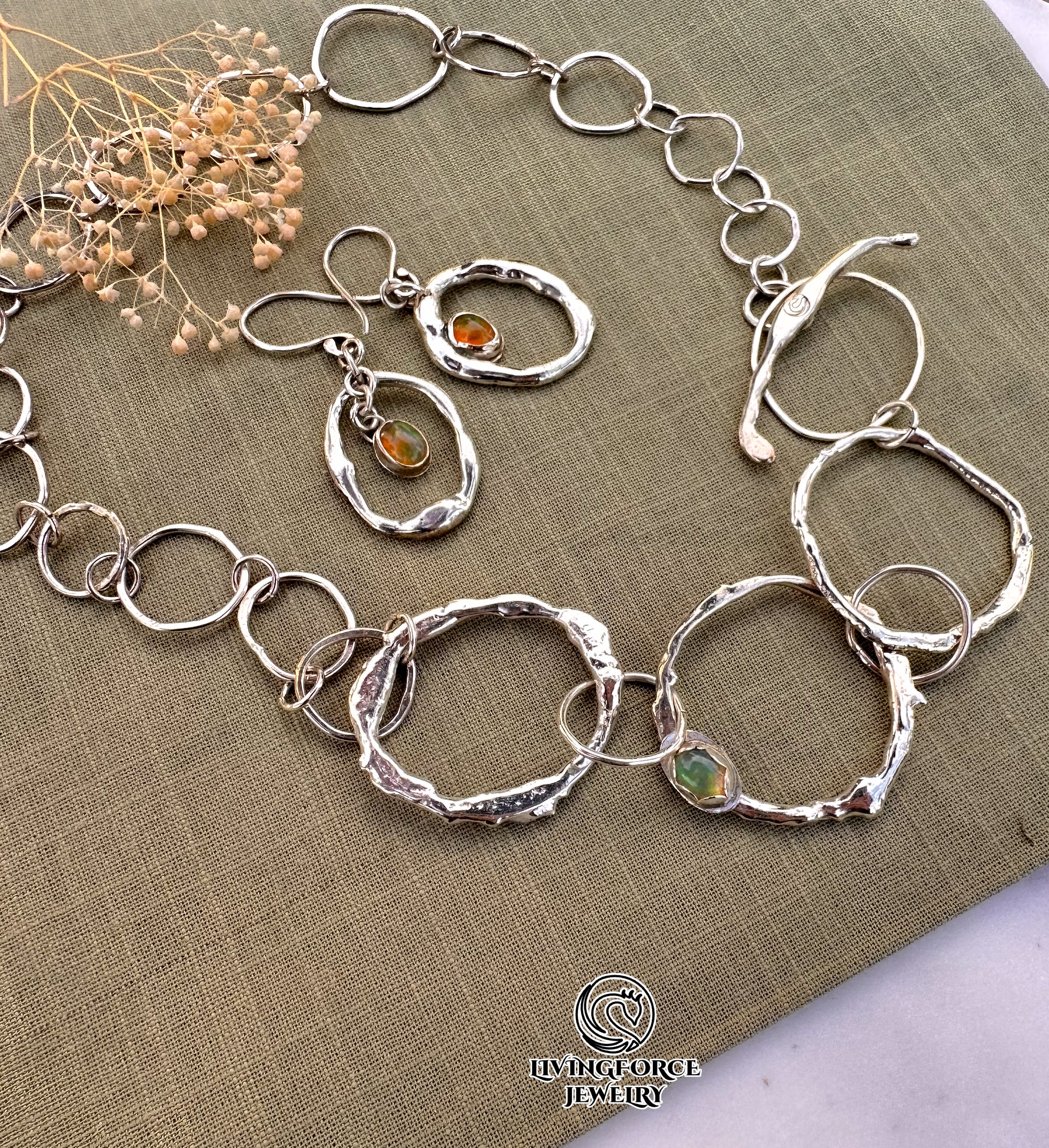 Ember Flow Set — Welo Opal Necklace & Earrings