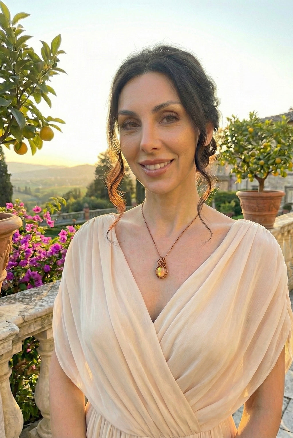 Elly Talisman, Welo Opal In Gold Filled Wire Pendant