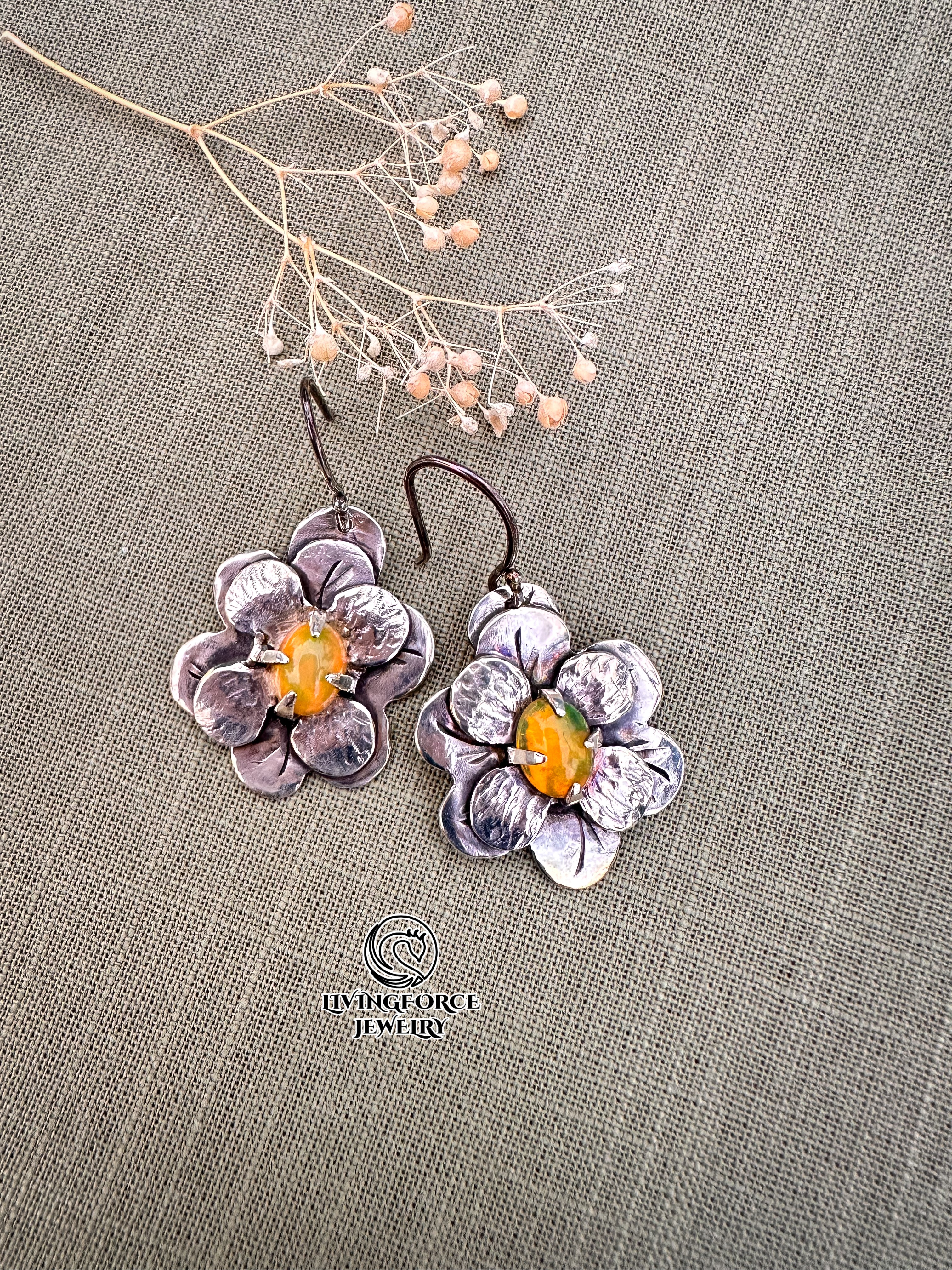 Bloomfire Opal Earrings