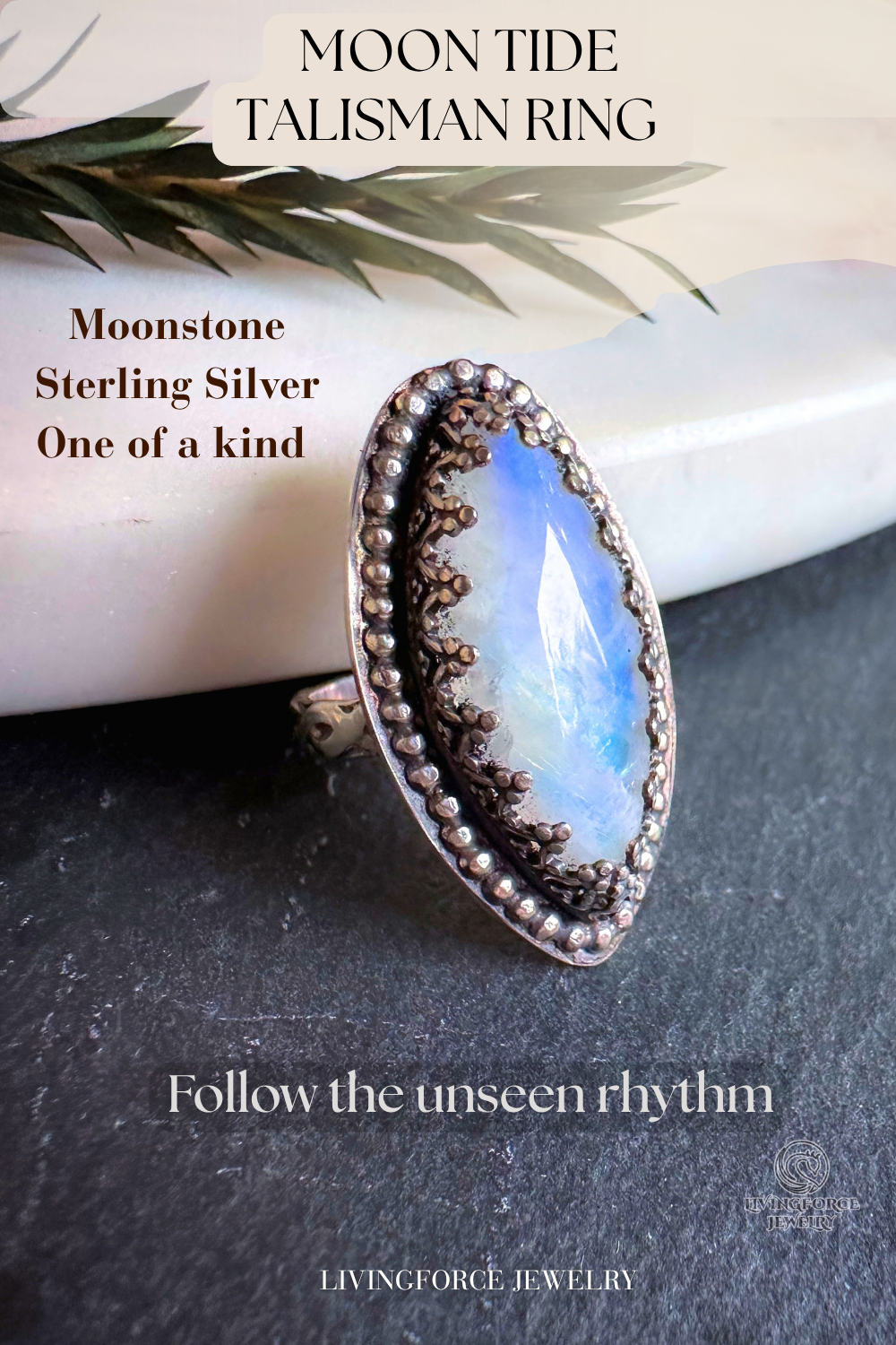 Moon Tide Moonstone Ring in Sterling Silver