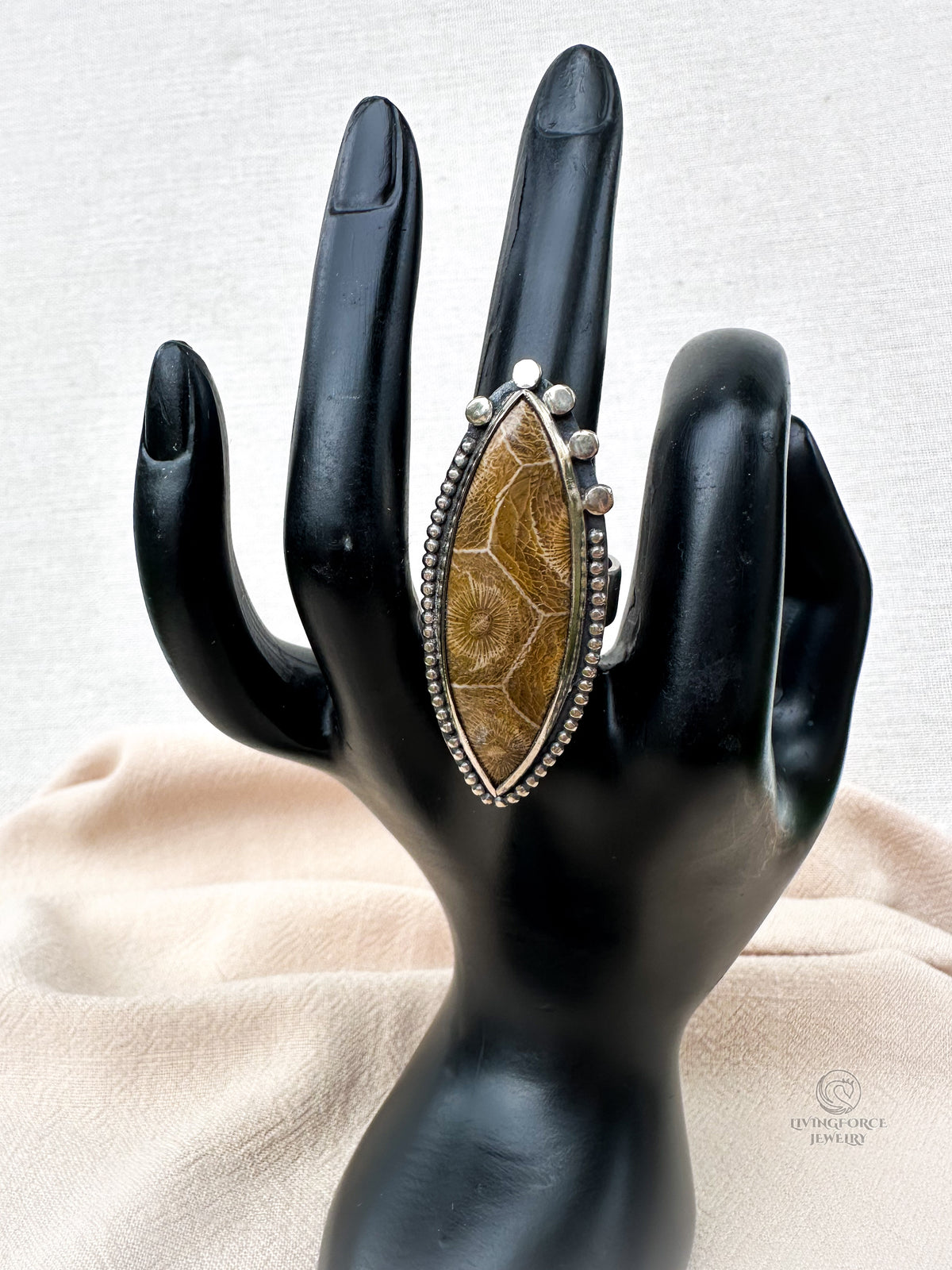 Ancient Sea Dream — Fossil Coral Statement Ring
