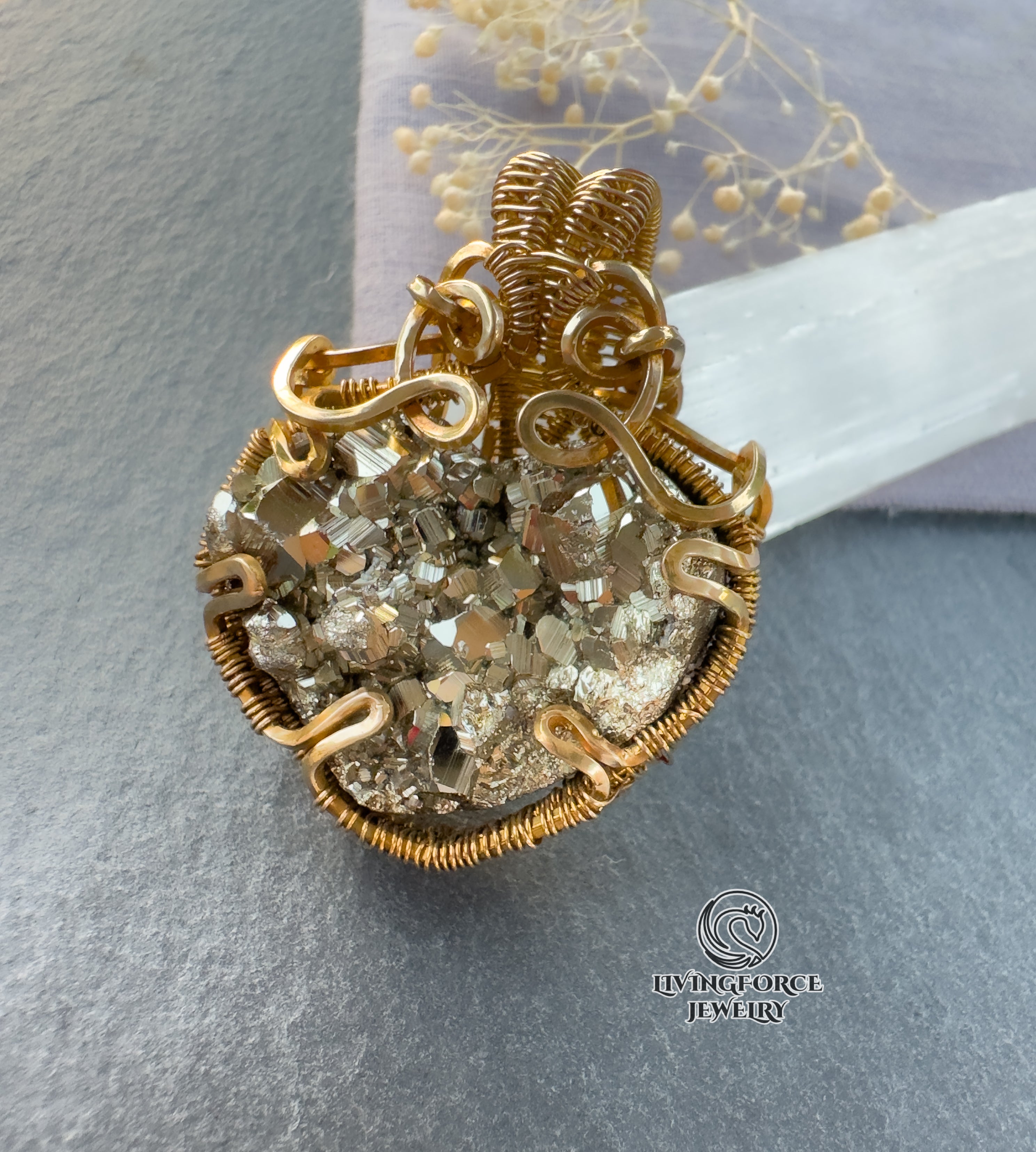 Ziva Talisman- Purite in Golden Brass