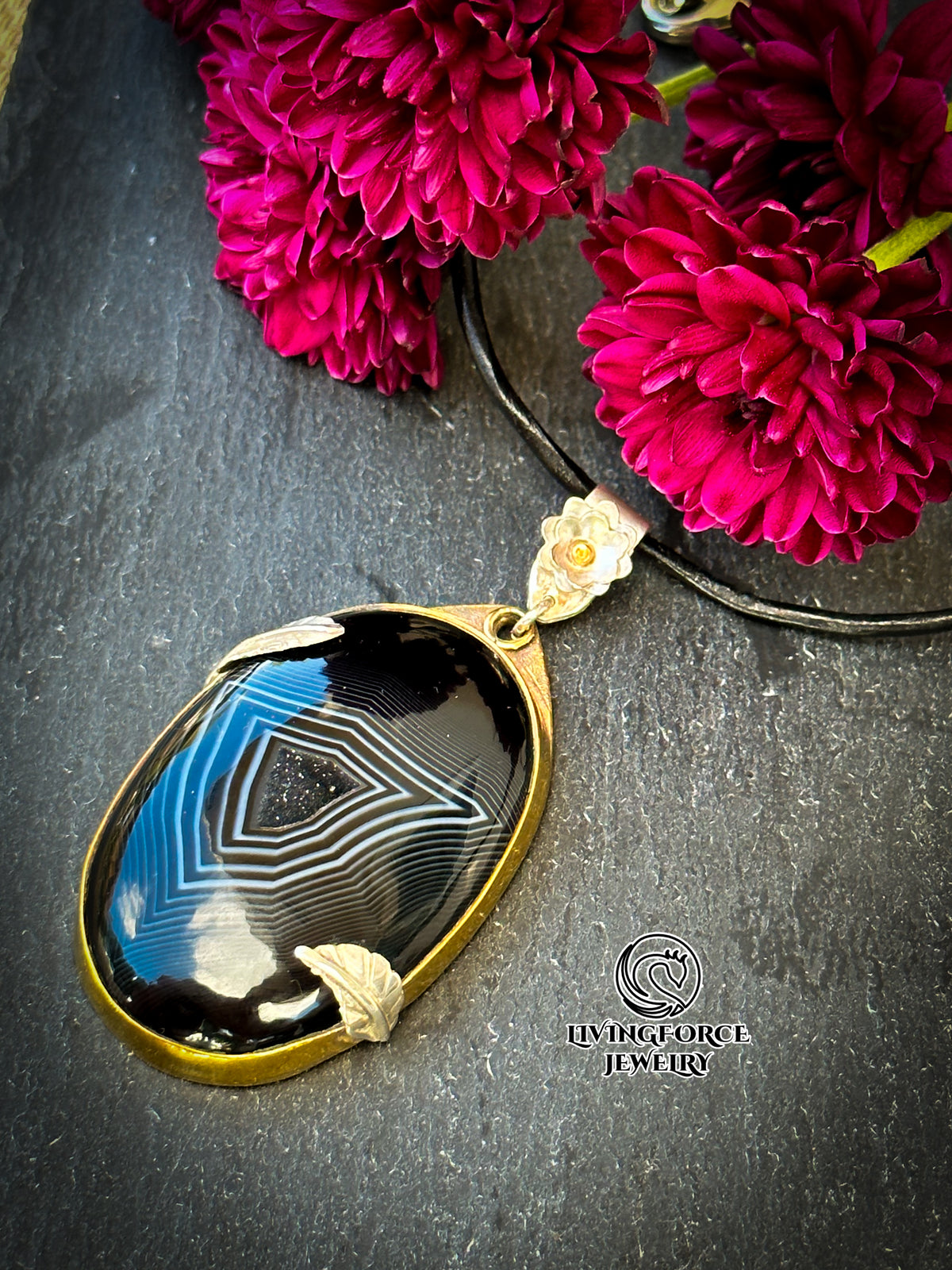 Nocturne Whisper, Black agate pendant