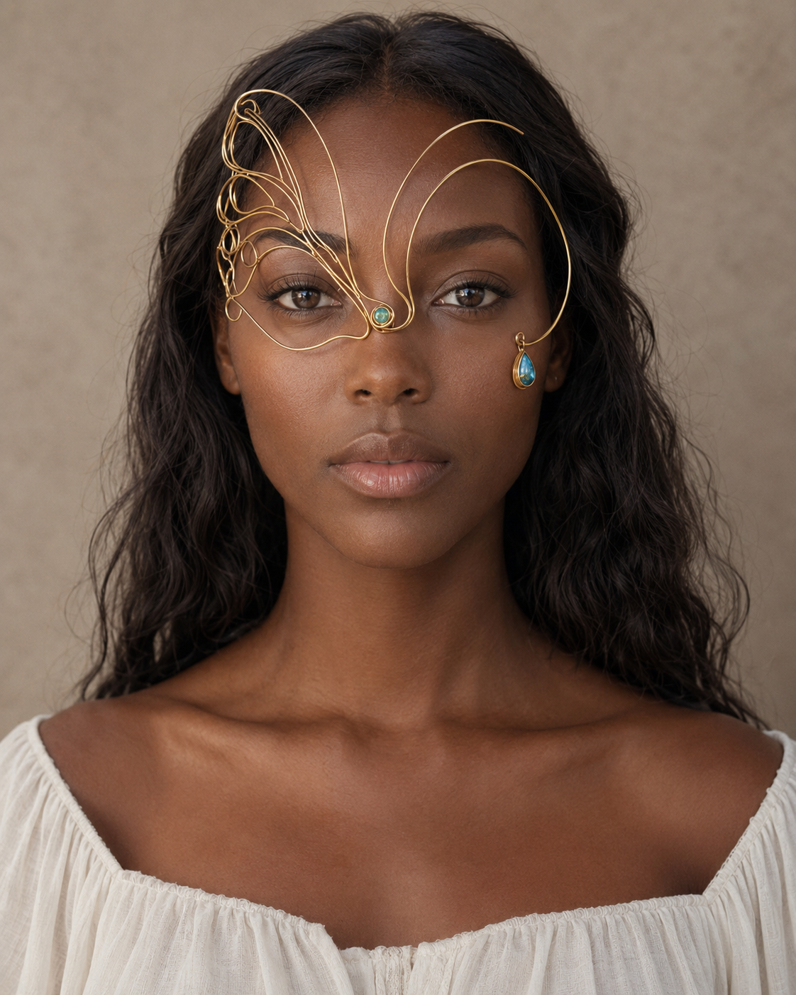 Metamorphosis Butterfly Face Jewelry — One-of-a-Kind Brass Wearable Art