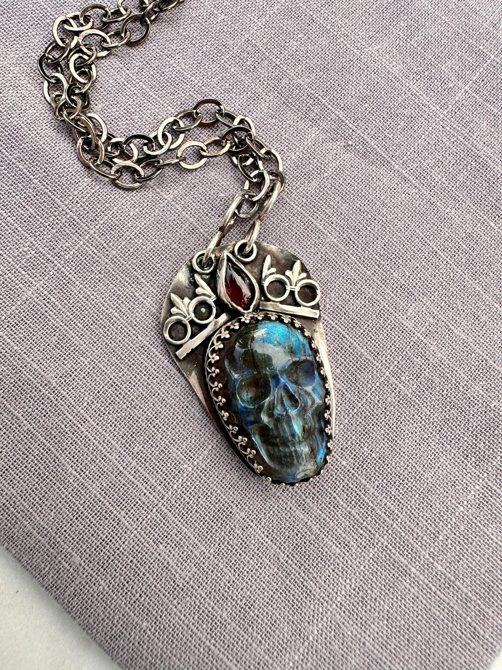 Phantom Reign Talisman, carved labradorite pendant
