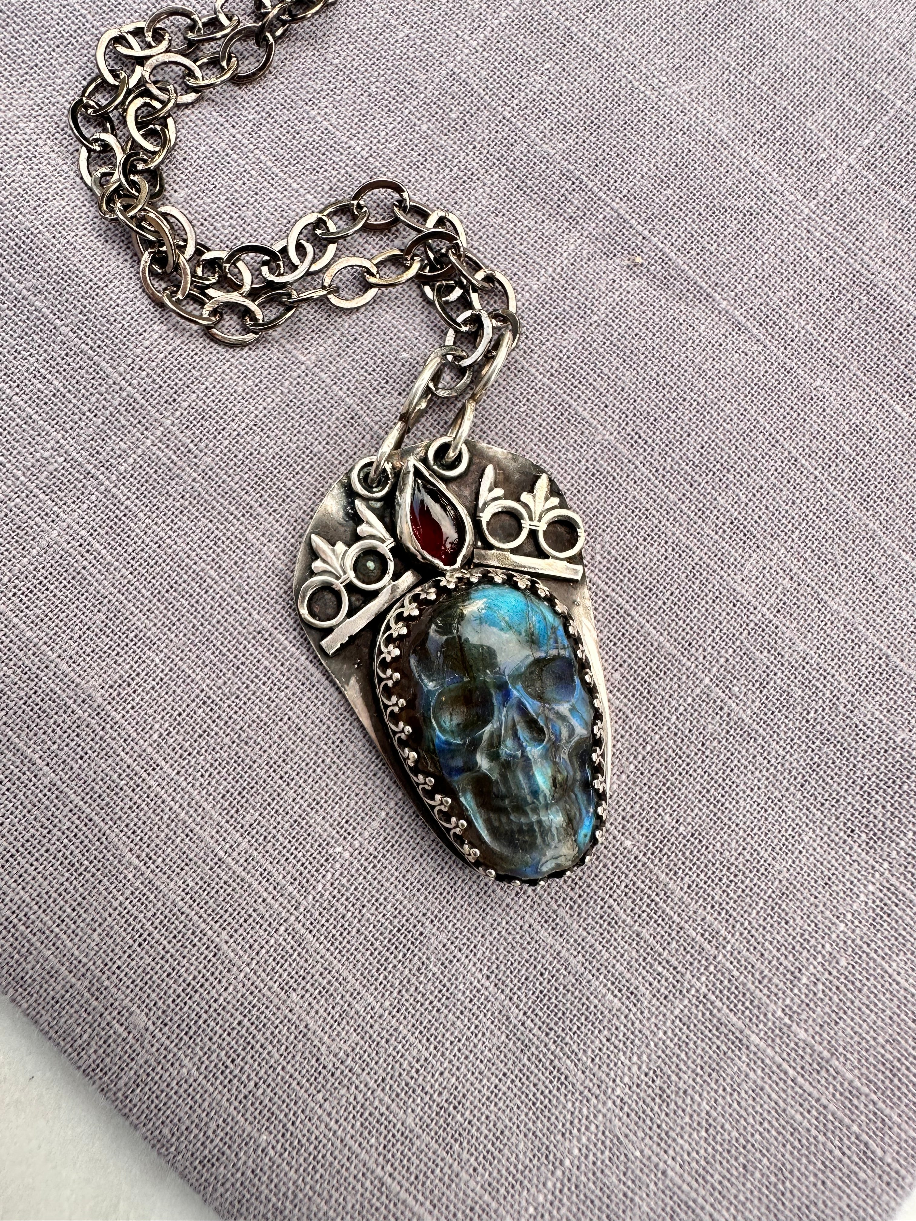 Phantom Reign Talisman, carved labradorite pendant