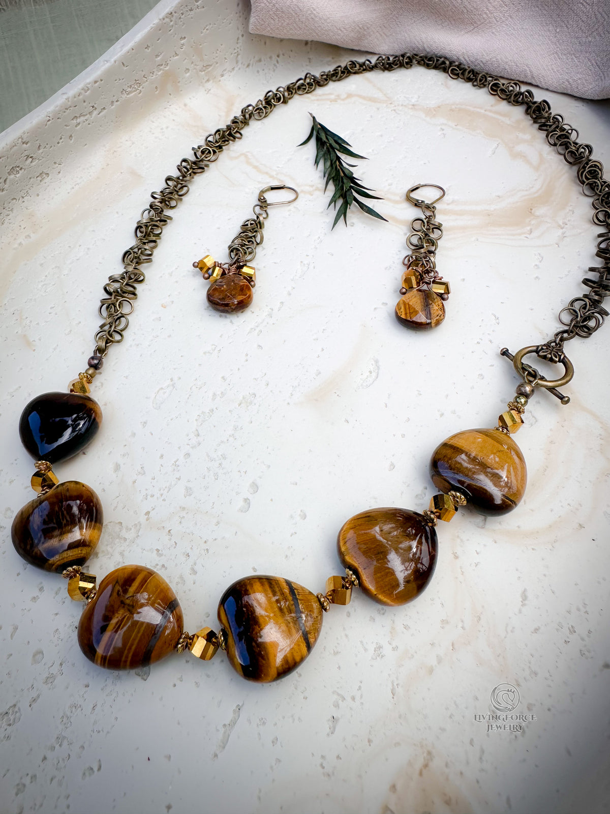 Golden Earth Tiger Eye Necklace & Earrings Set