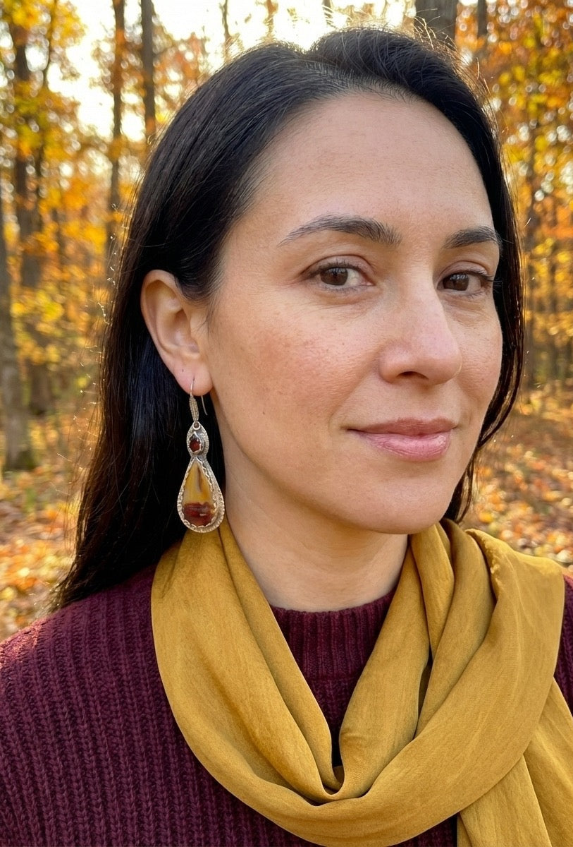 Folia Lumen Talisman, Mookaite & Garnet Earrings