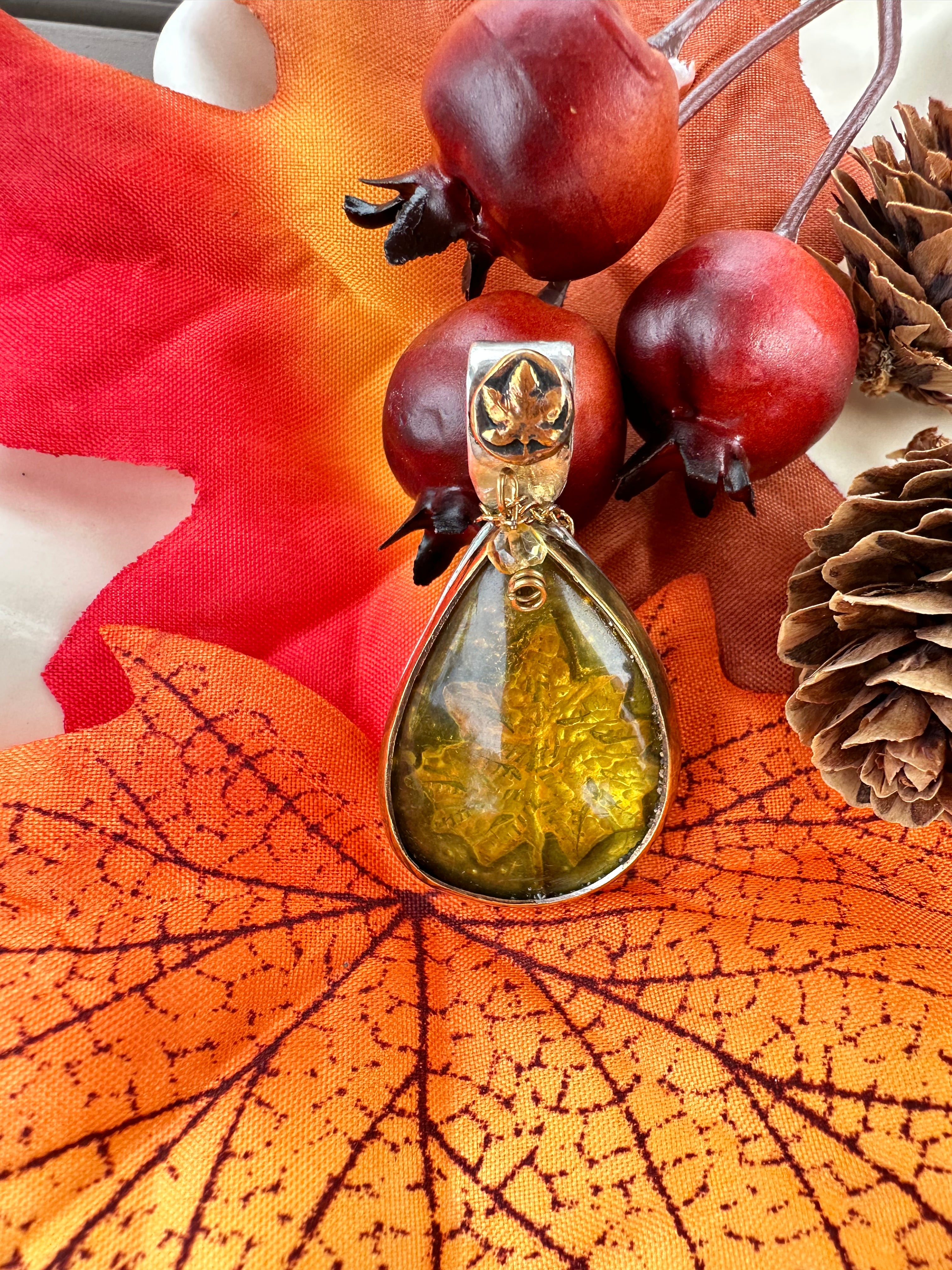 Autumn Rhapsody Talisman, Amber pendant
