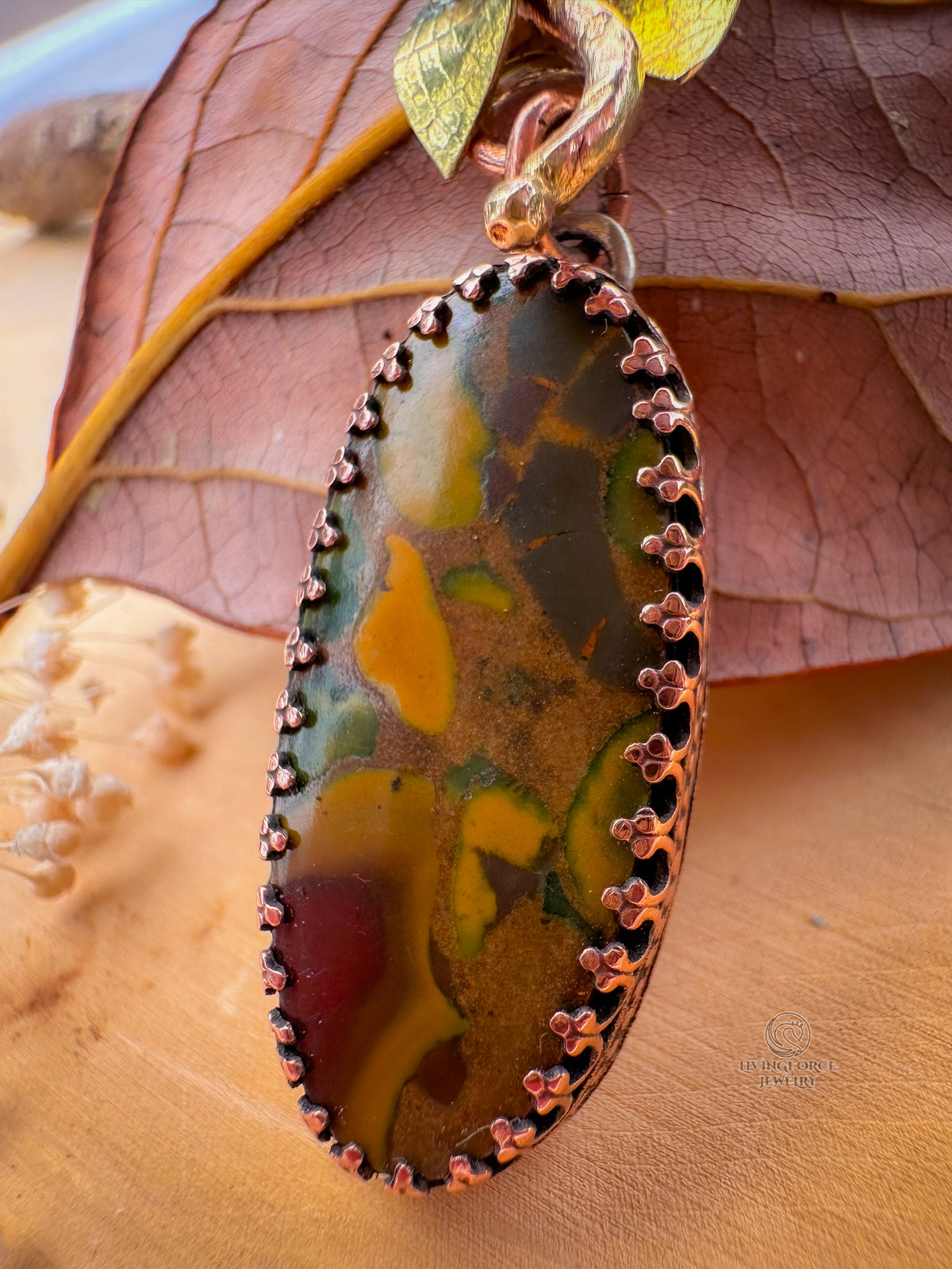 Autumn Dryad - Jasper, Copper & Brass Pendant