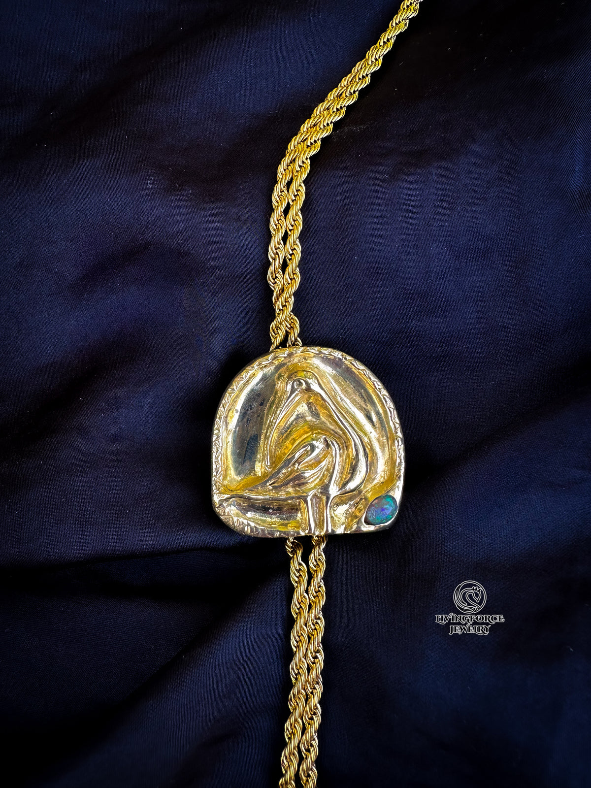 Sacred Ibis Bolo Necklace - Brass & Ethiopian Opal