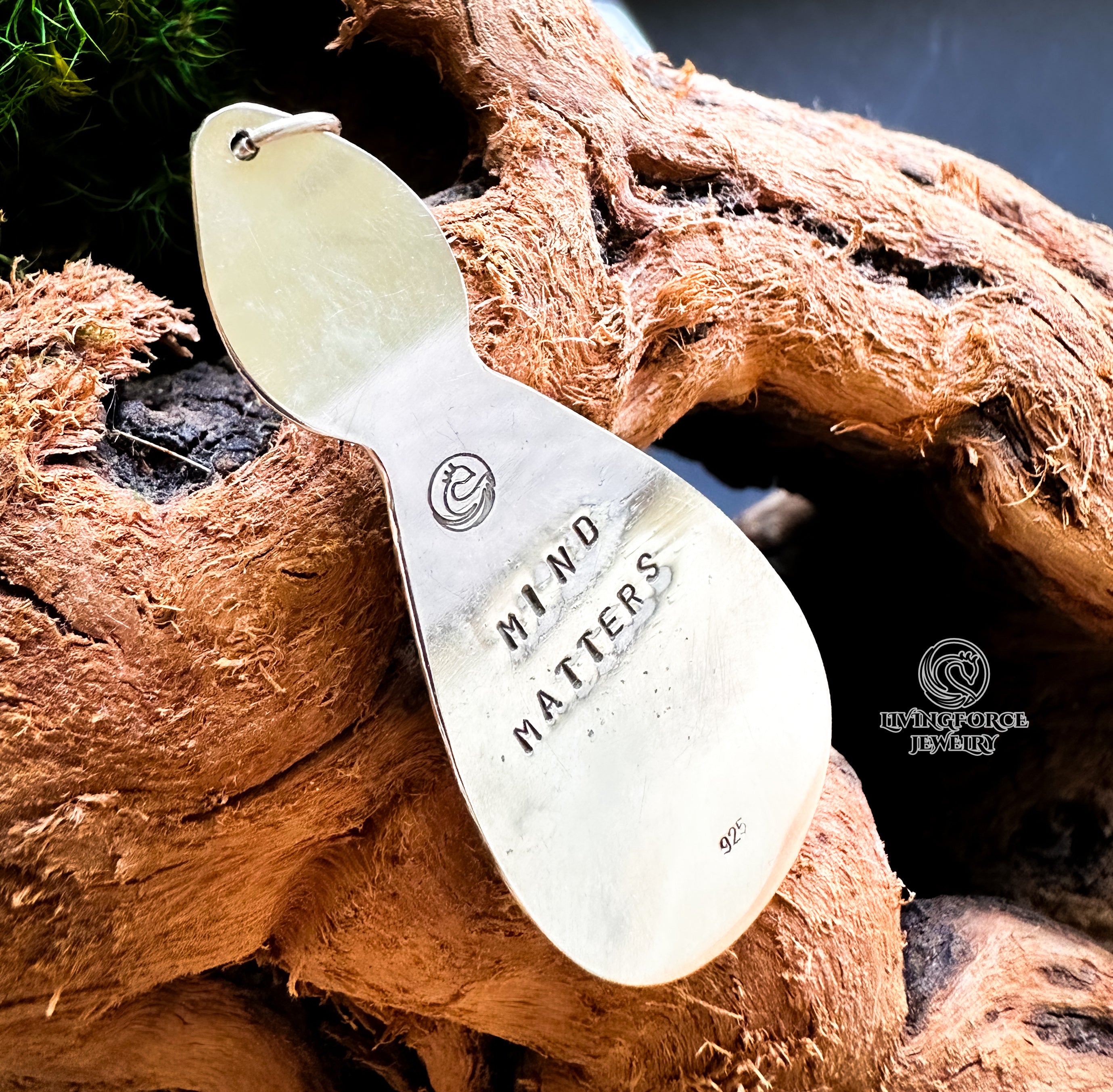 Silken Wisdom Talisman, Psilomelane in Sterling Silver Pendant