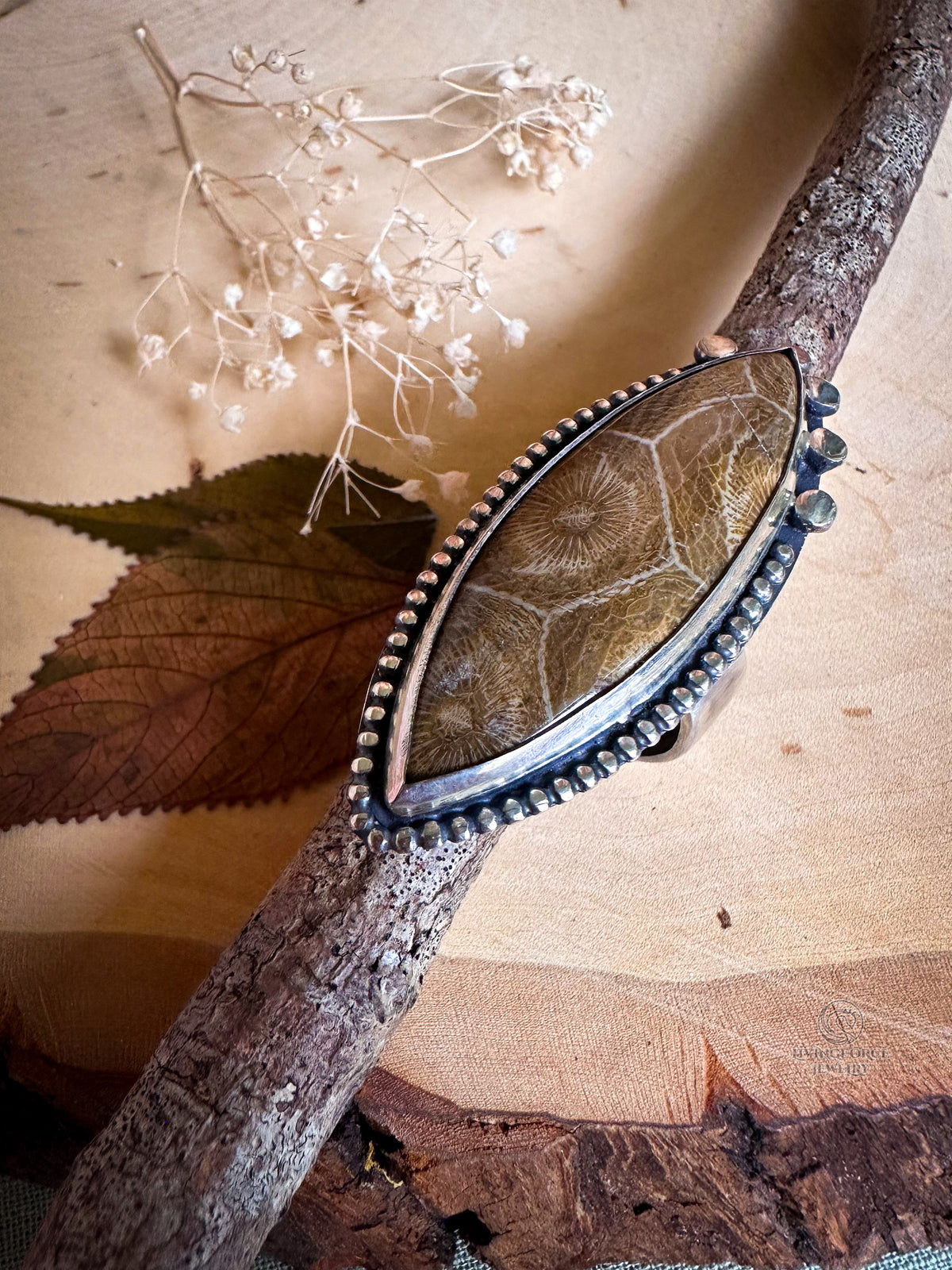 Ancient Sea Dream — Fossil Coral Statement Ring