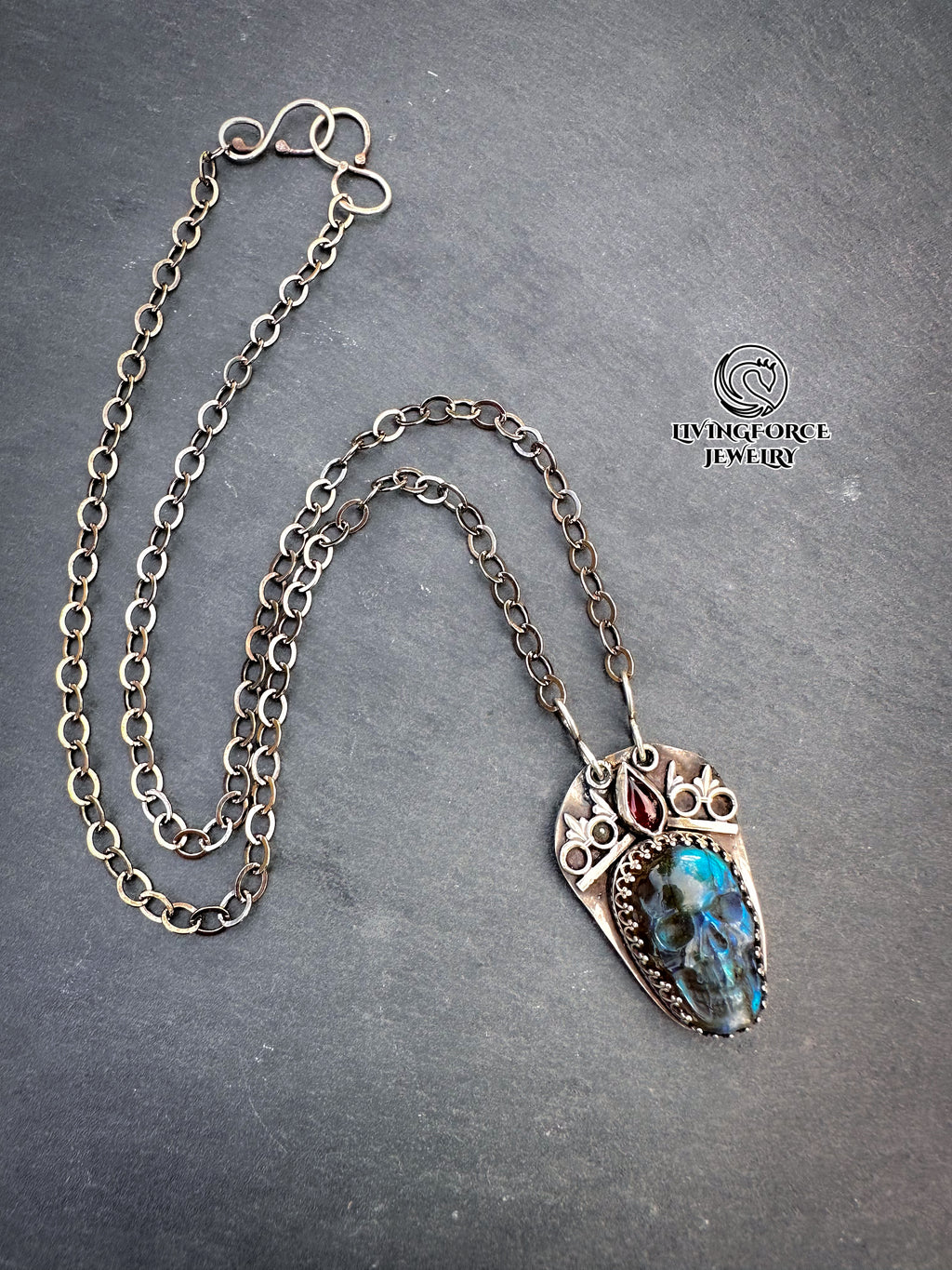 Phantom Reign Talisman, carved labradorite pendant