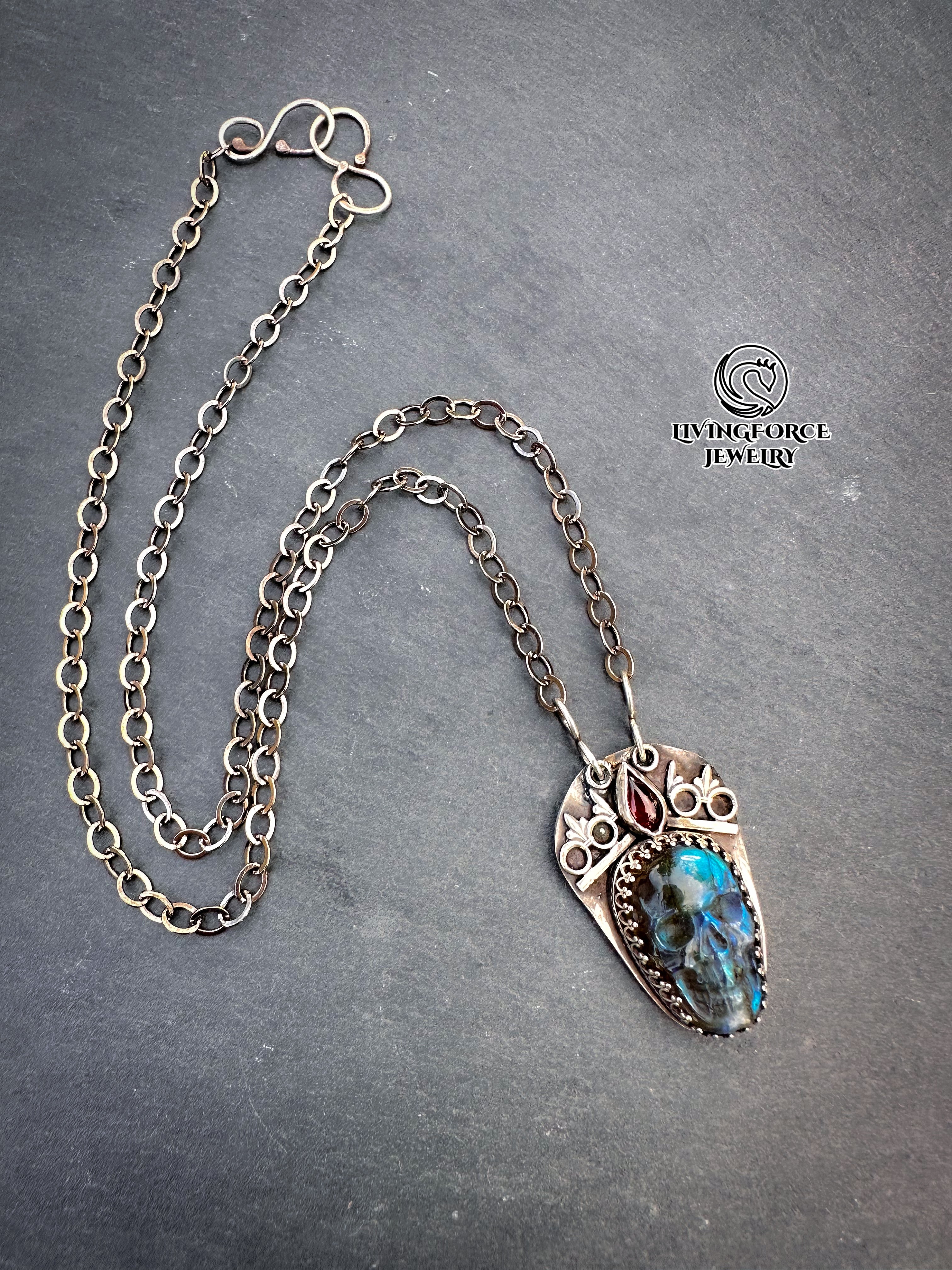 Phantom Reign Talisman, carved labradorite pendant