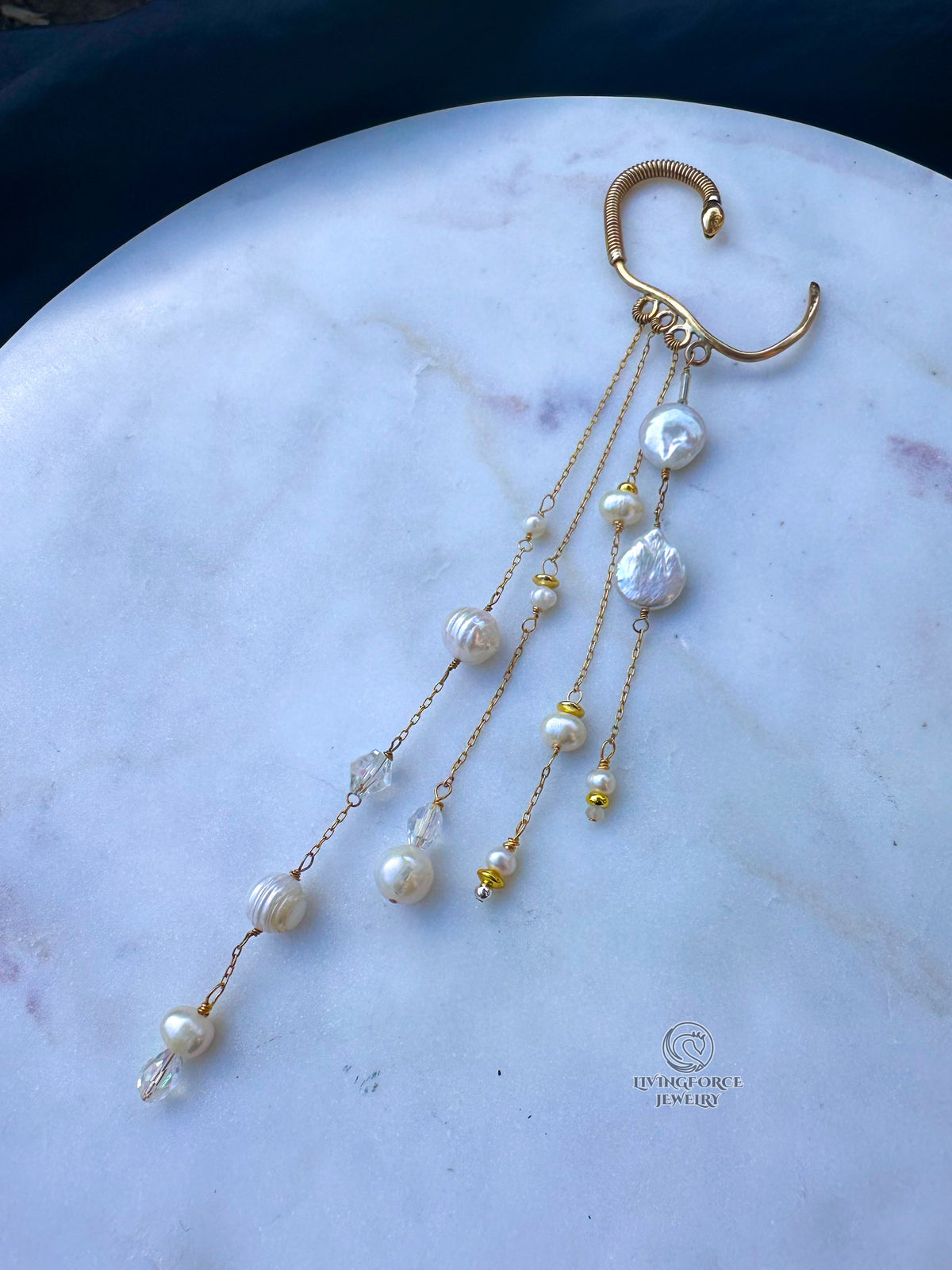 Pearl Rain - Long Pearl Ear Cuff
