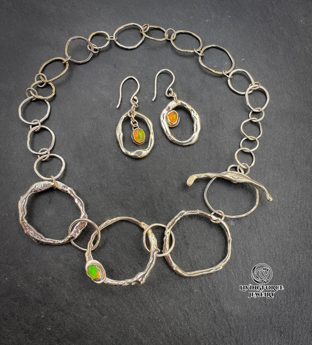 Ember Flow Set — Welo Opal Necklace & Earrings