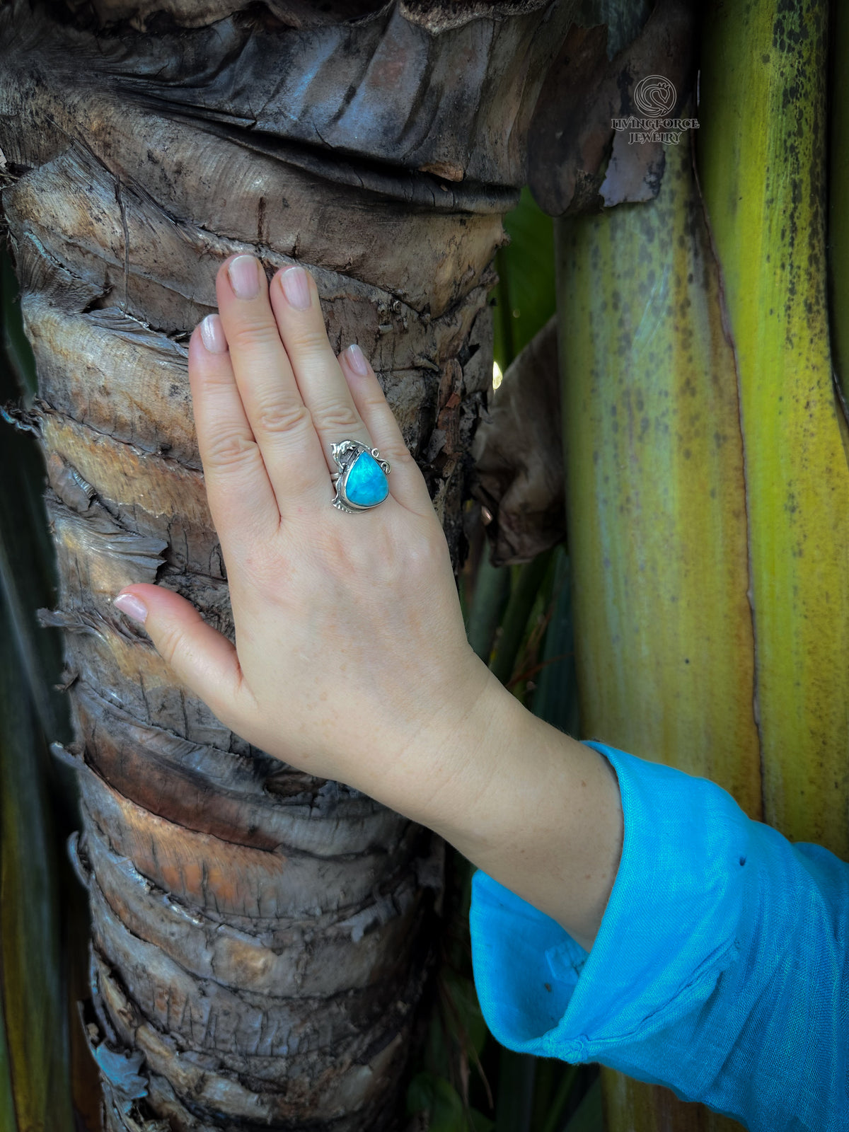 Marisol Talisman — Larimar Dolphin Ring in Recycled Sterling Silver